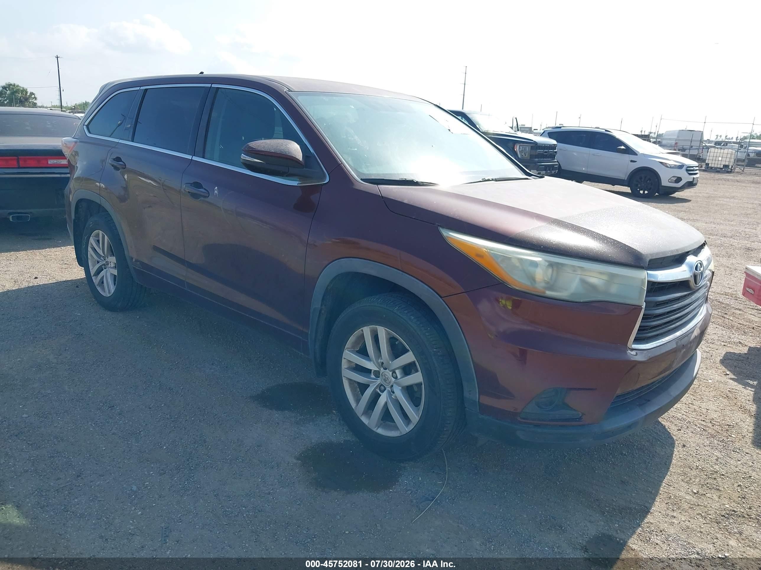 2015 Toyota Highlander Le Maroon vin: 5TDZARFH0FS015478