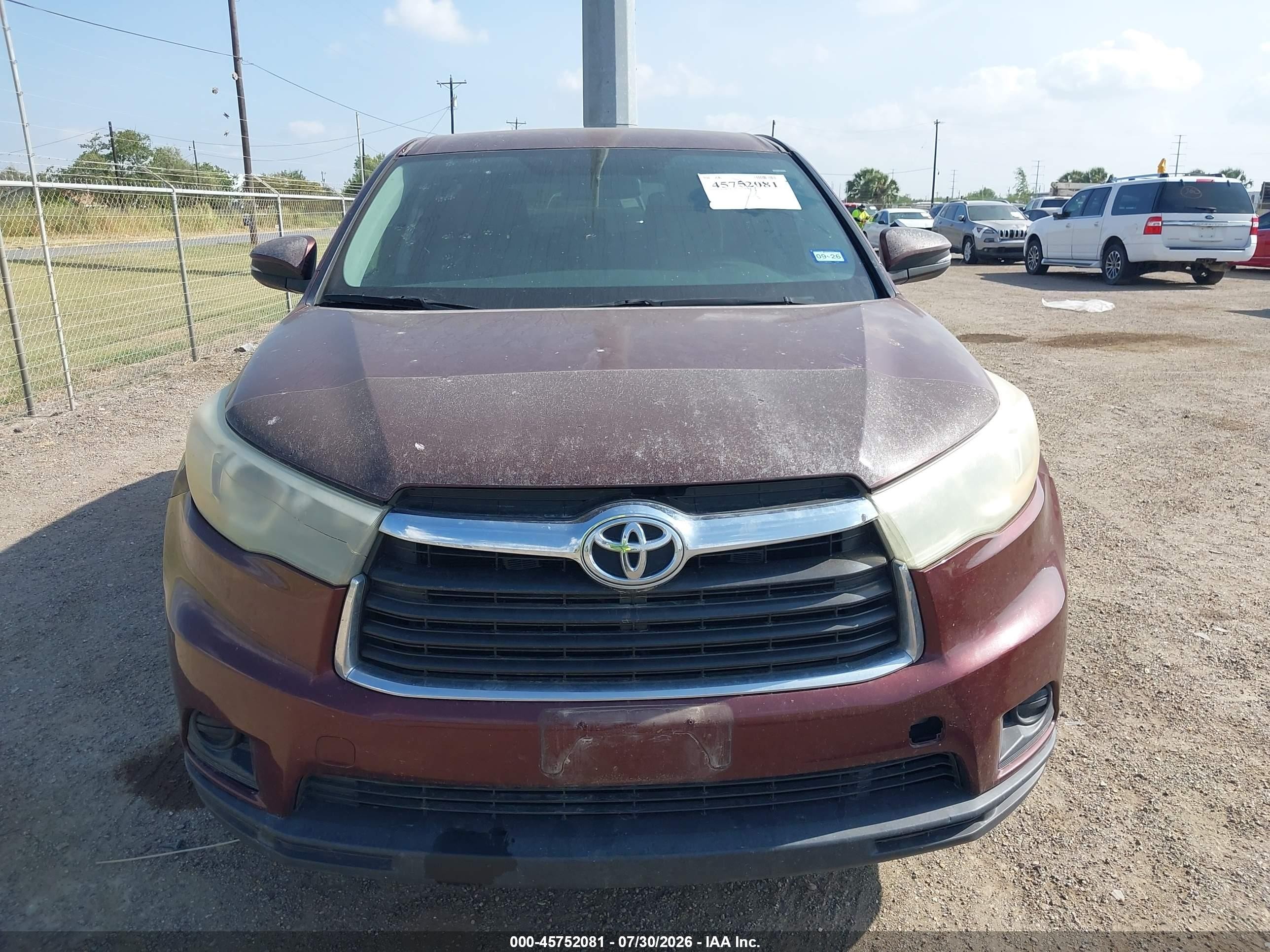 2015 Toyota Highlander Le Maroon vin: 5TDZARFH0FS015478