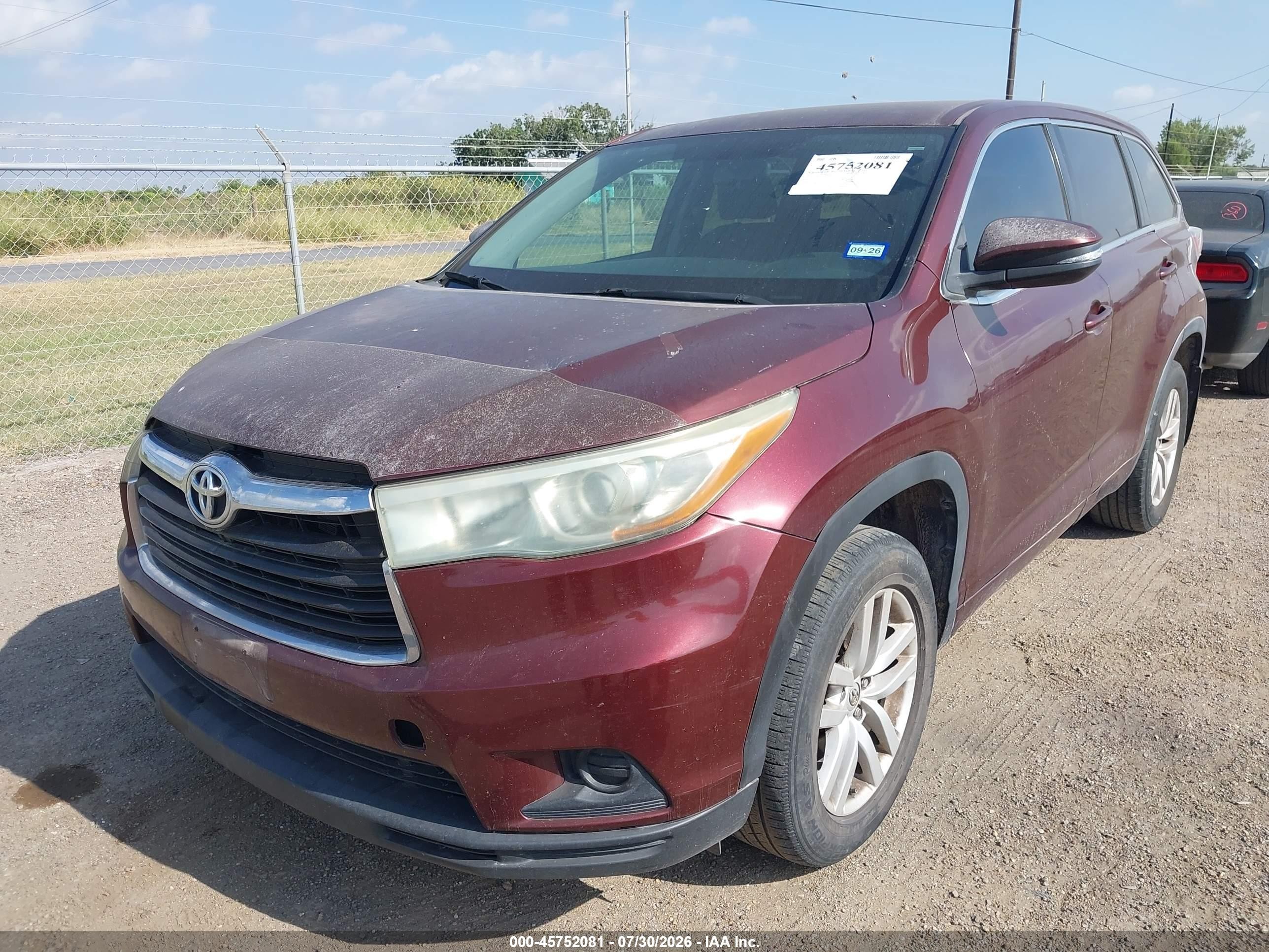 2015 Toyota Highlander Le Maroon vin: 5TDZARFH0FS015478