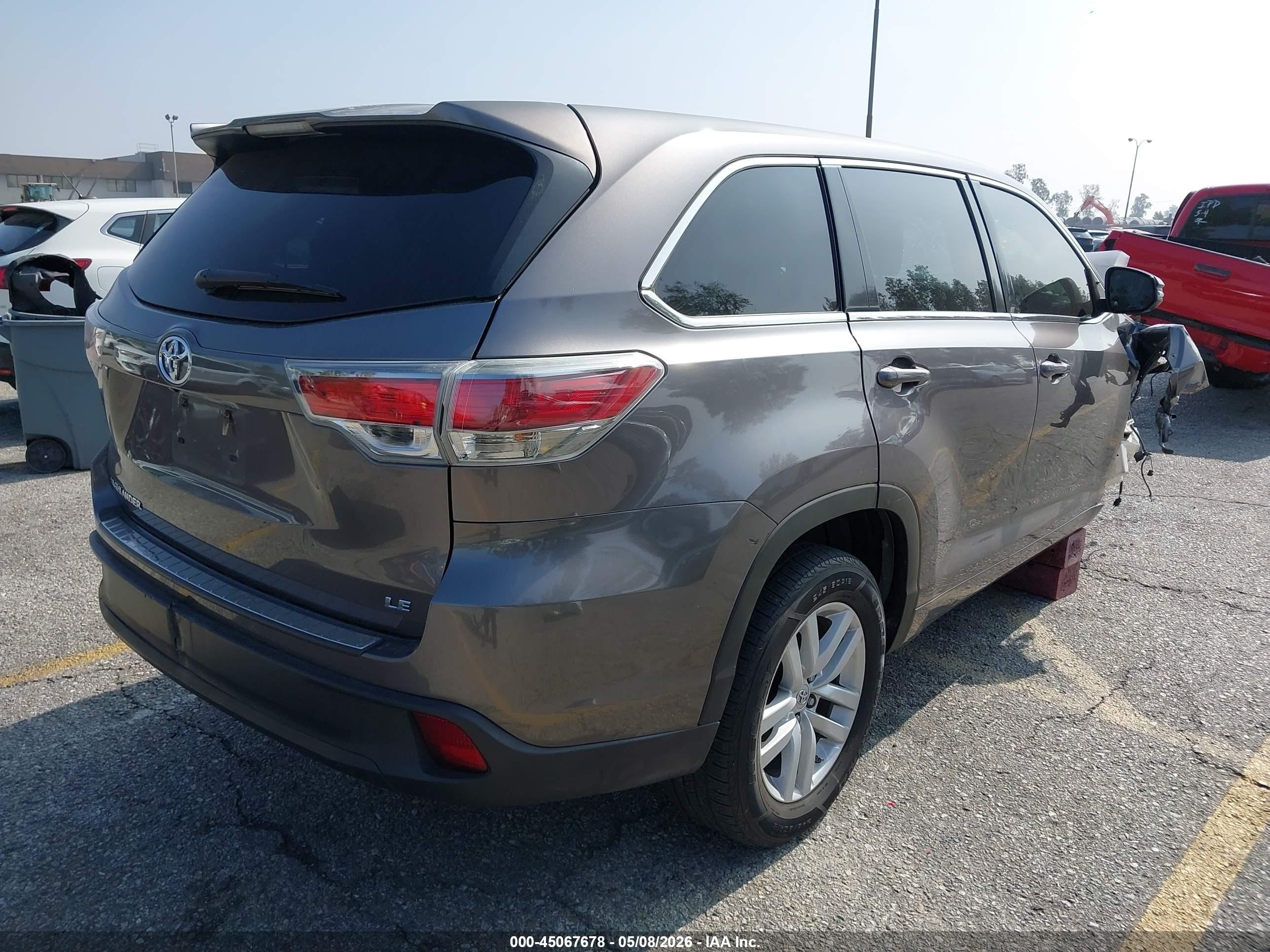 2014 Toyota Highlander Le Gray vin: 5TDZARFH5ES009027
