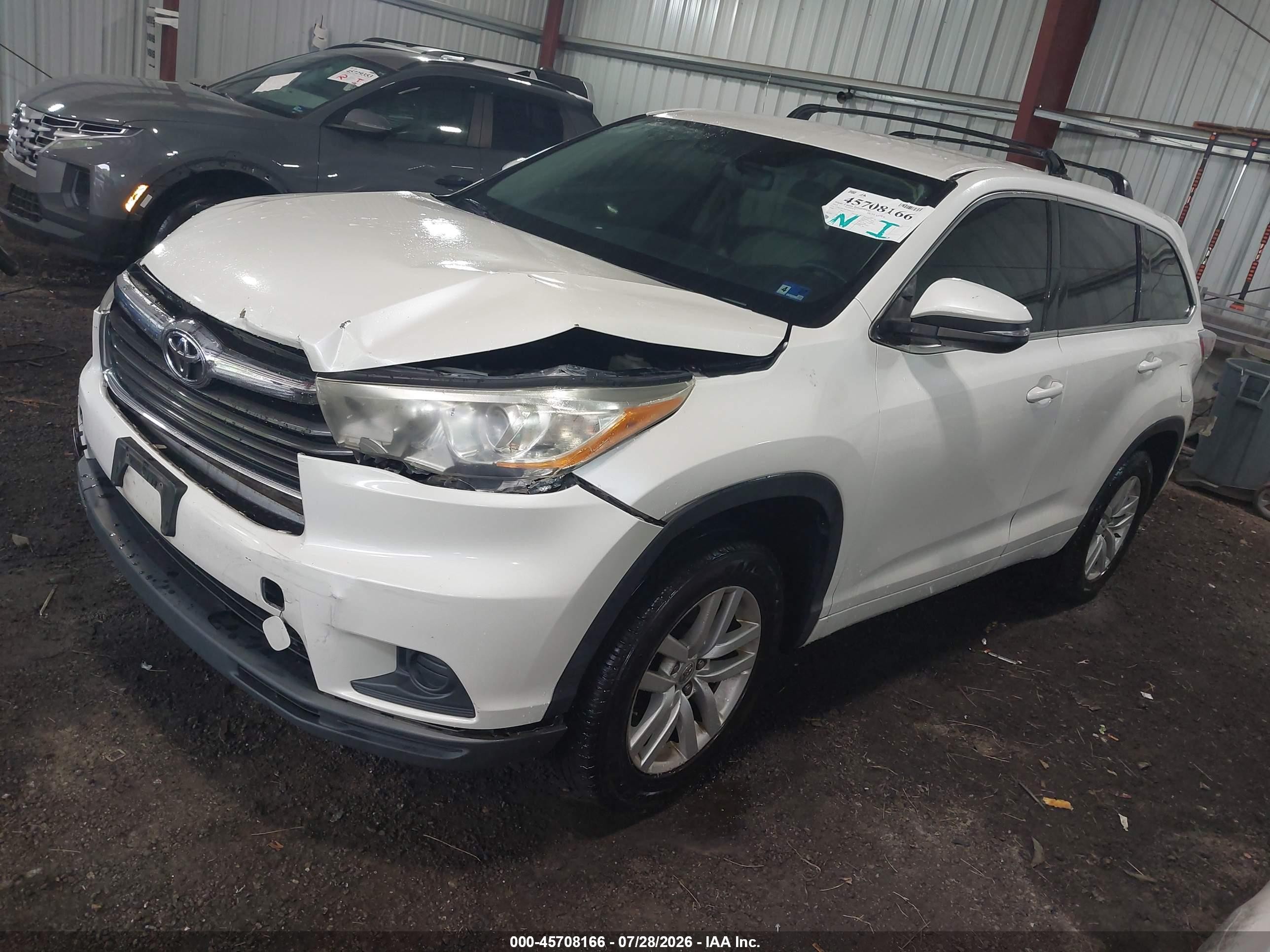 2014 Toyota Highlander Le White vin: 5TDZARFH6ES006153