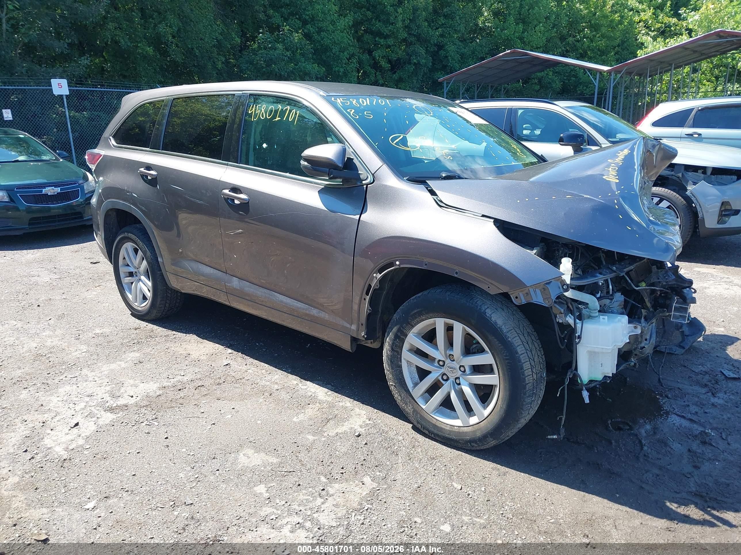 2015 Toyota Highlander Le Gray vin: 5TDZARFH6FS014707