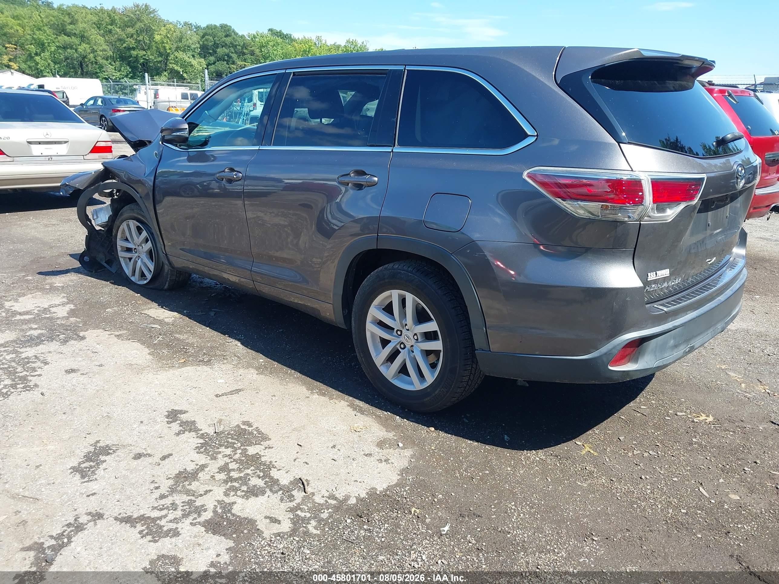 2015 Toyota Highlander Le Gray vin: 5TDZARFH6FS014707
