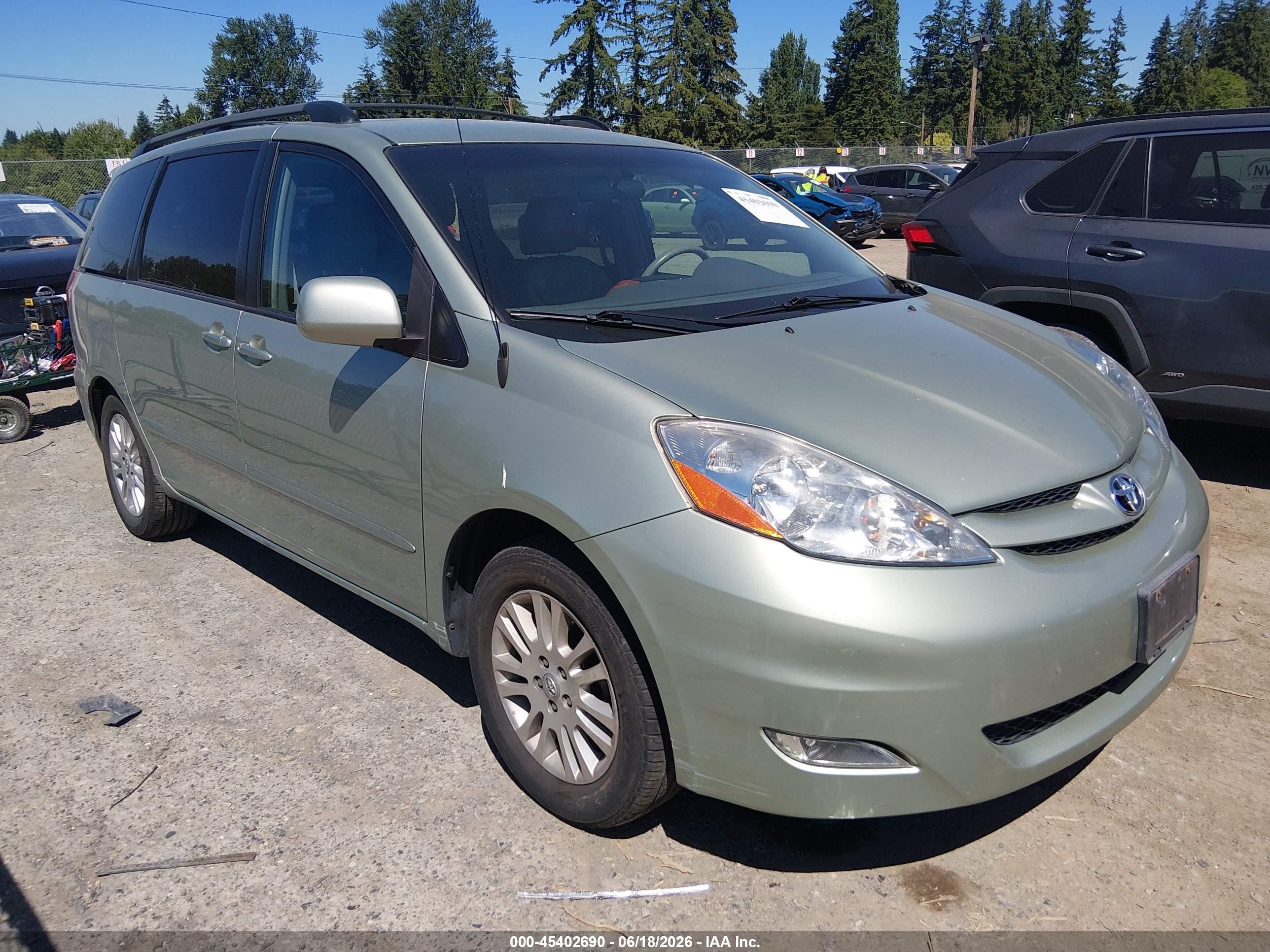 2009 Toyota Sienna Xle Green vin: 5TDZK22C39S261332