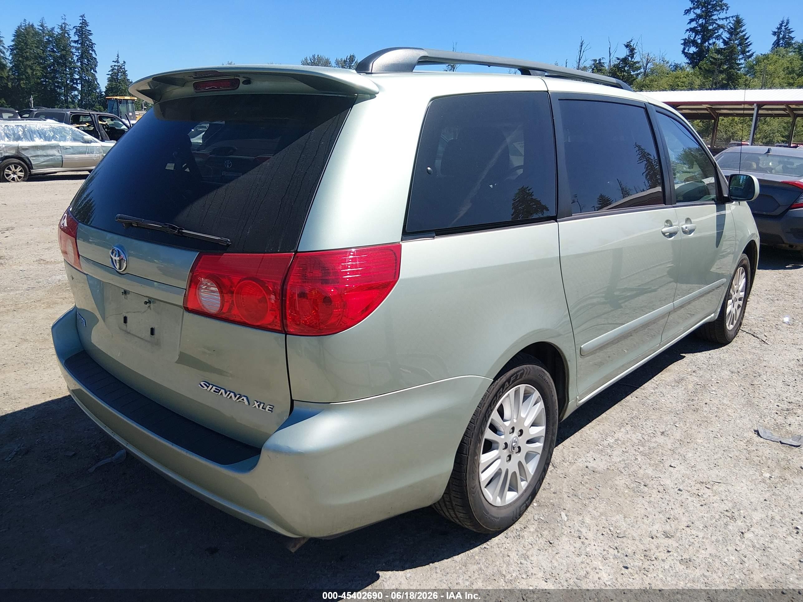 2009 Toyota Sienna Xle Green vin: 5TDZK22C39S261332