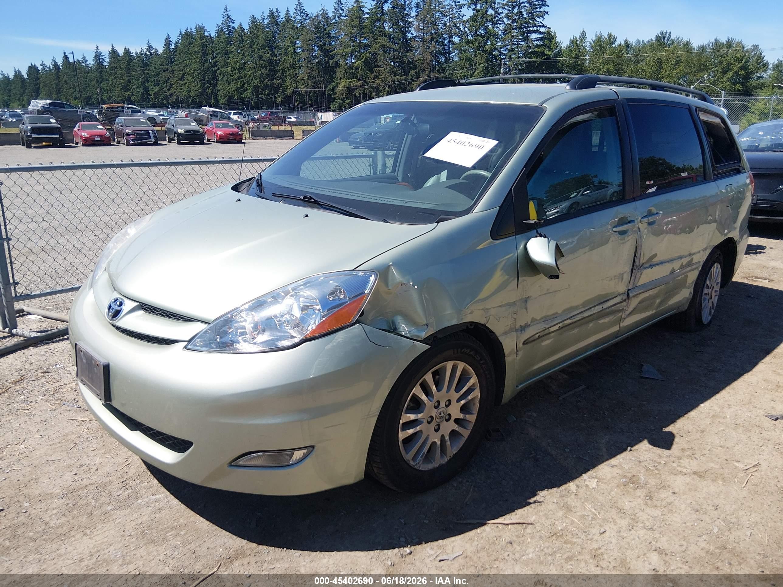 2009 Toyota Sienna Xle Green vin: 5TDZK22C39S261332