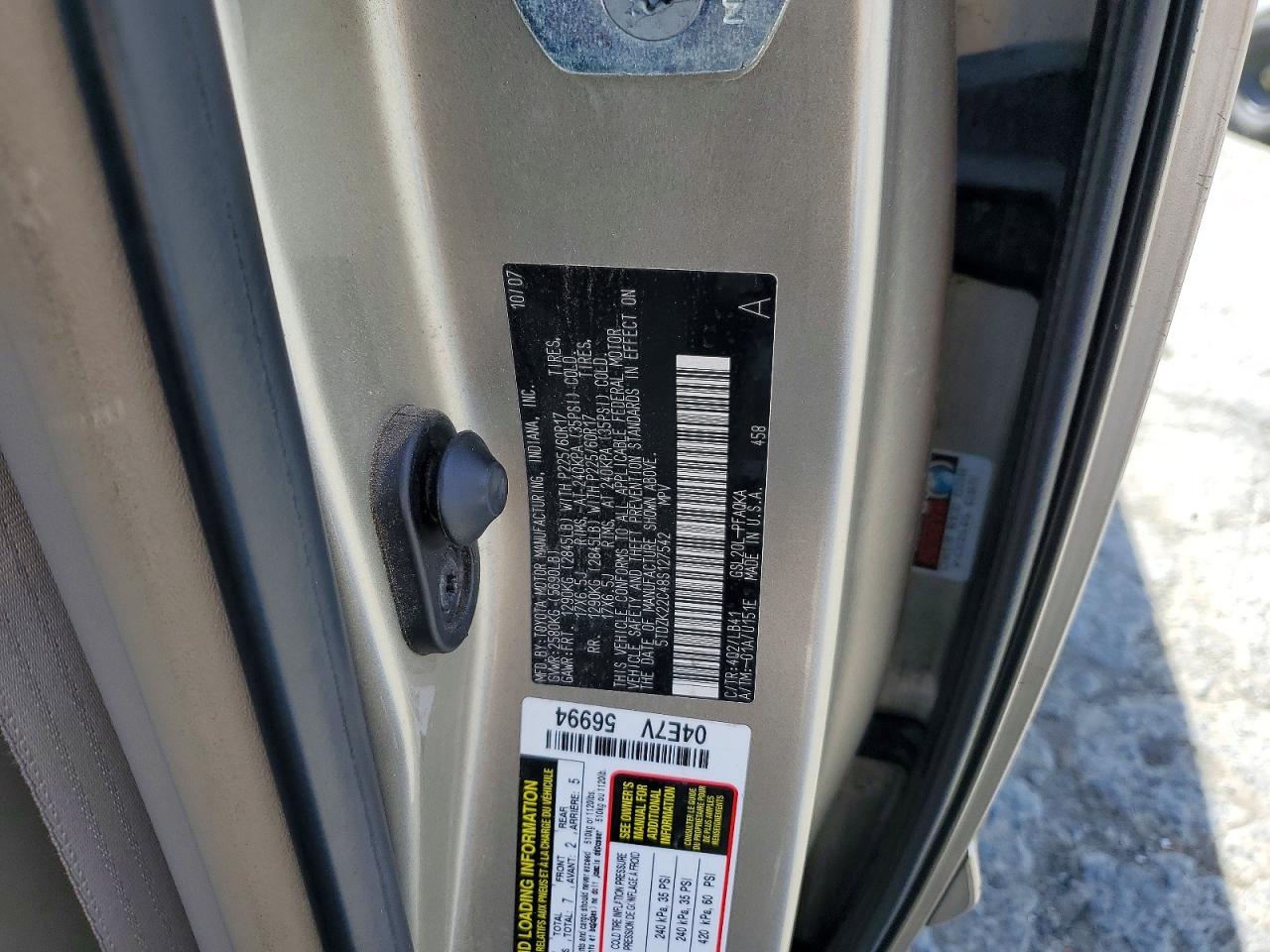 2008 Toyota Sienna Xle Gold vin: 5TDZK22C48S127542