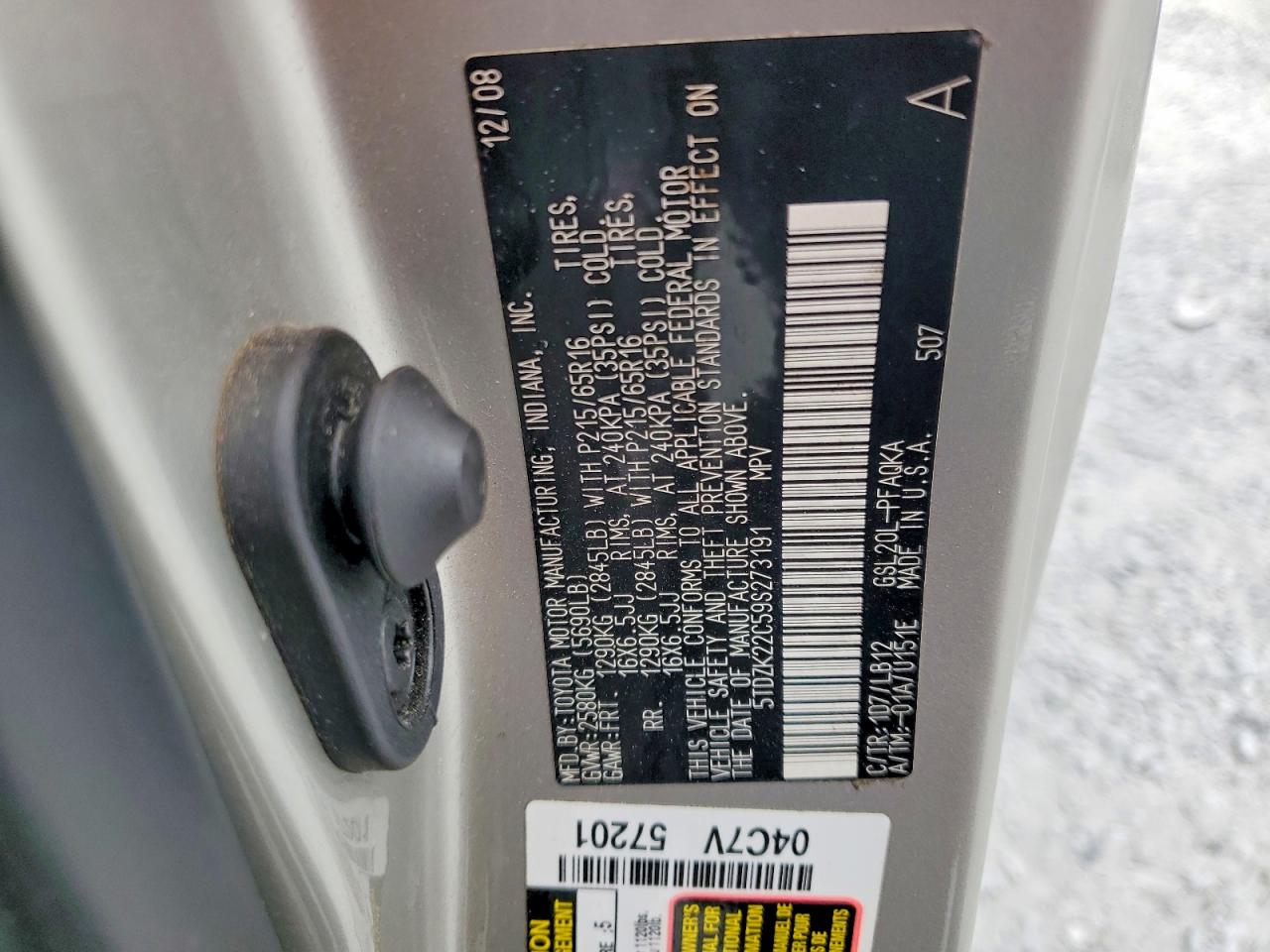 2009 Toyota Sienna Xle Silver vin: 5TDZK22C59S273191