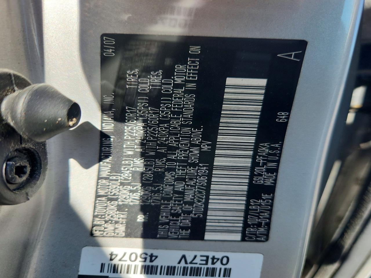 2007 Toyota Sienna Xle Limited 7-passenger Silver vin: 5TDZK22C77S061941