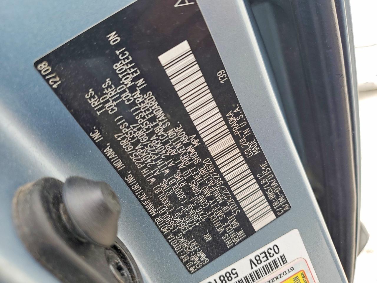 2009 Toyota Sienna Xle Blue vin: 5TDZK22C79S274620