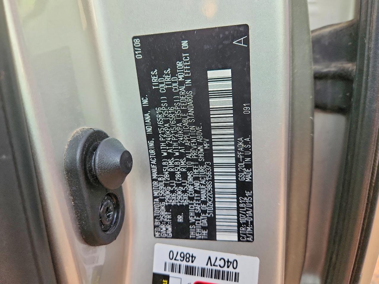 2008 Toyota Sienna Xle Silver vin: 5TDZK22C98S156373