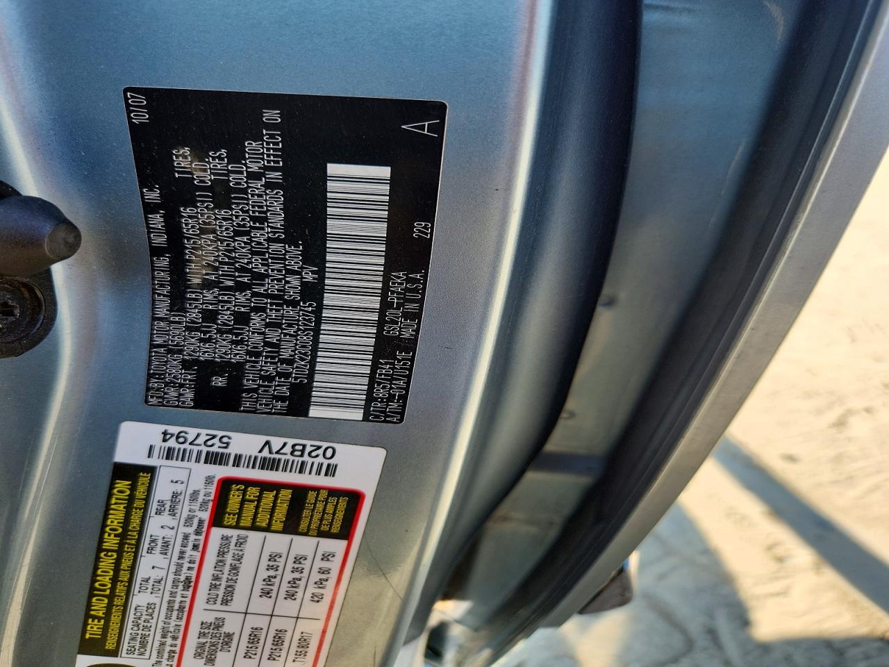 2008 Toyota Sienna Ce 7-passenger Blue vin: 5TDZK23C08S123745
