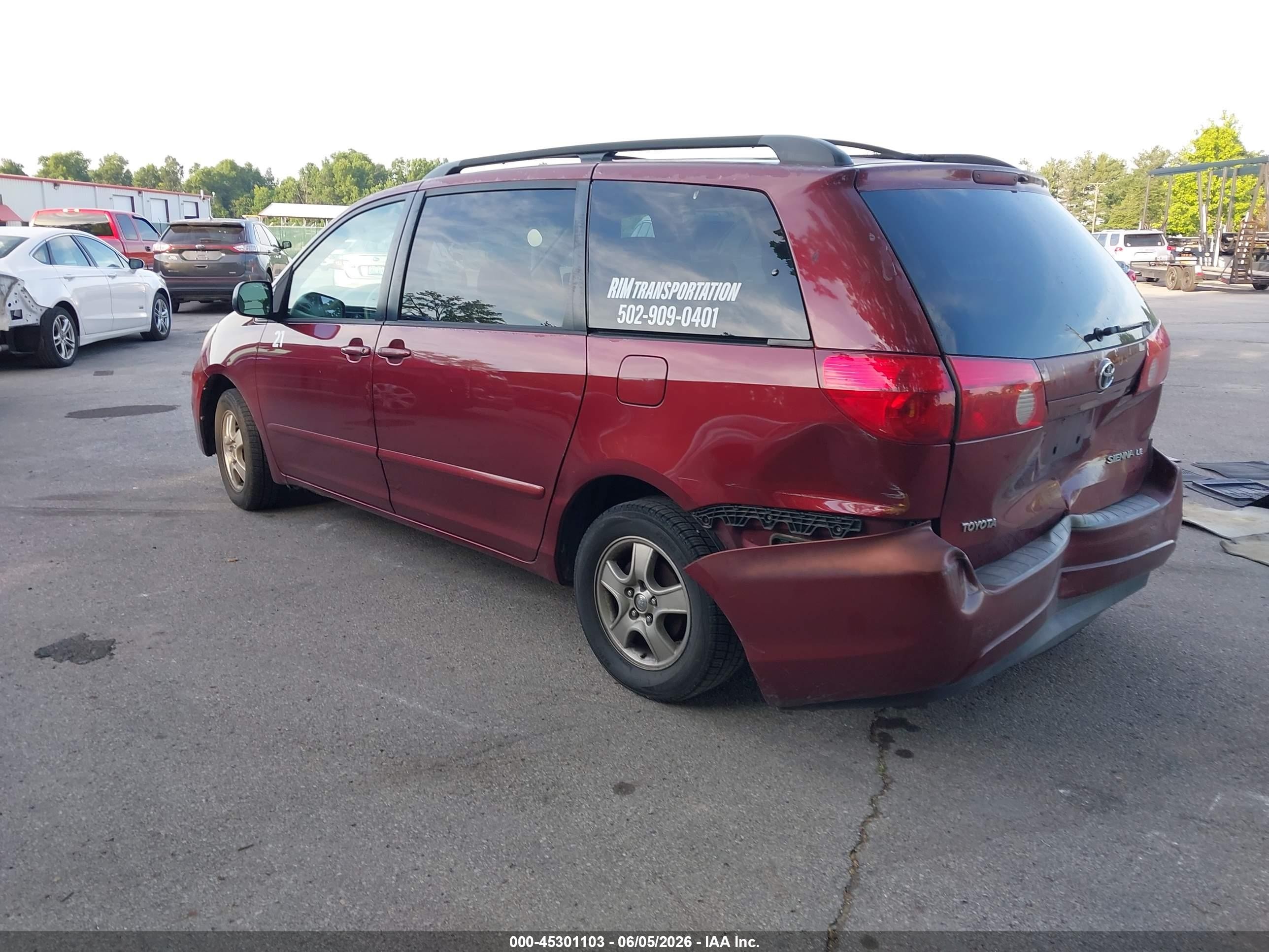 2007 Toyota Sienna Le Темно-бордовый vin: 5TDZK23C17S018050