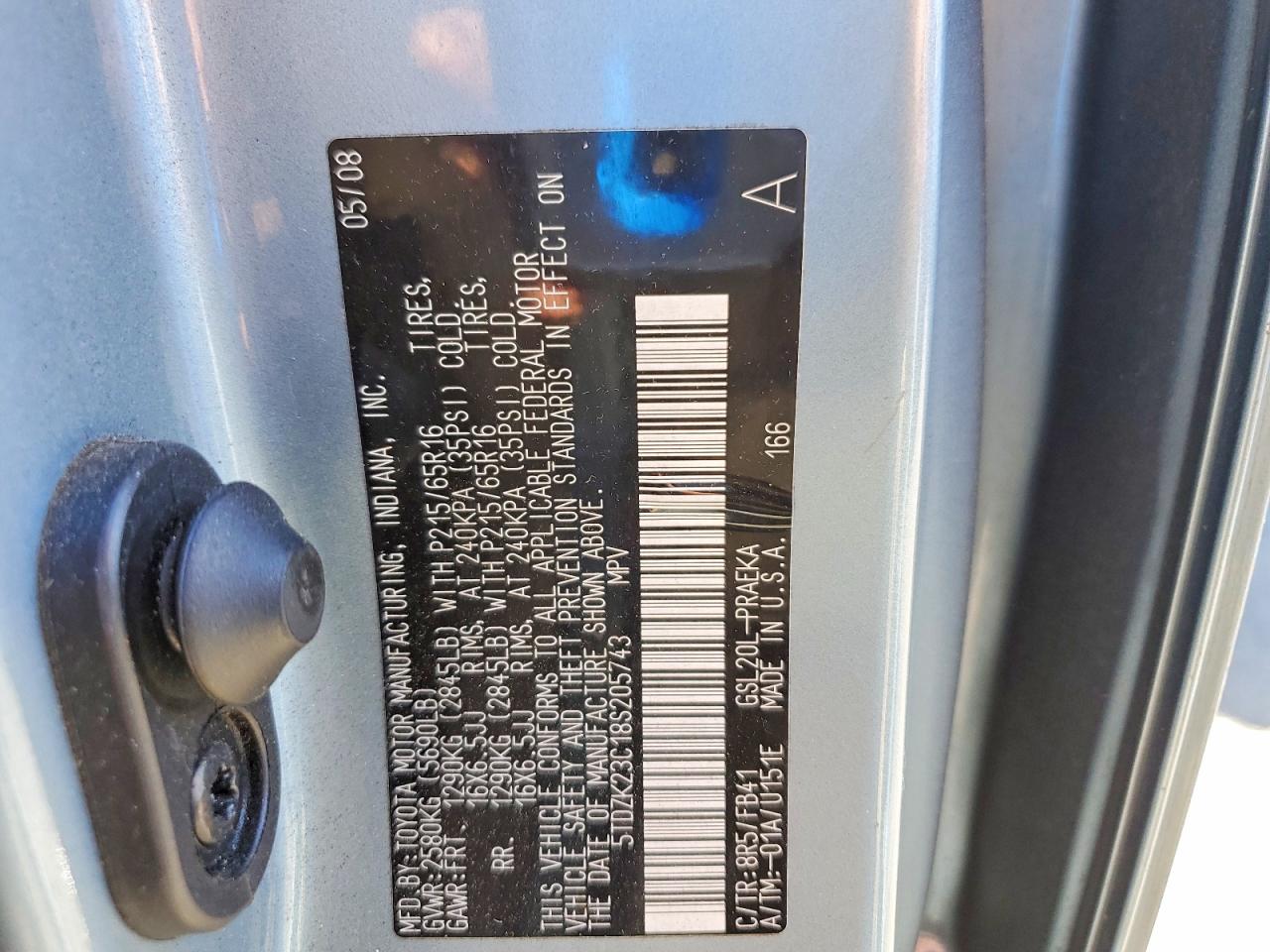 2008 Toyota Sienna Ce 8-passenger Blue vin: 5TDZK23C18S205743