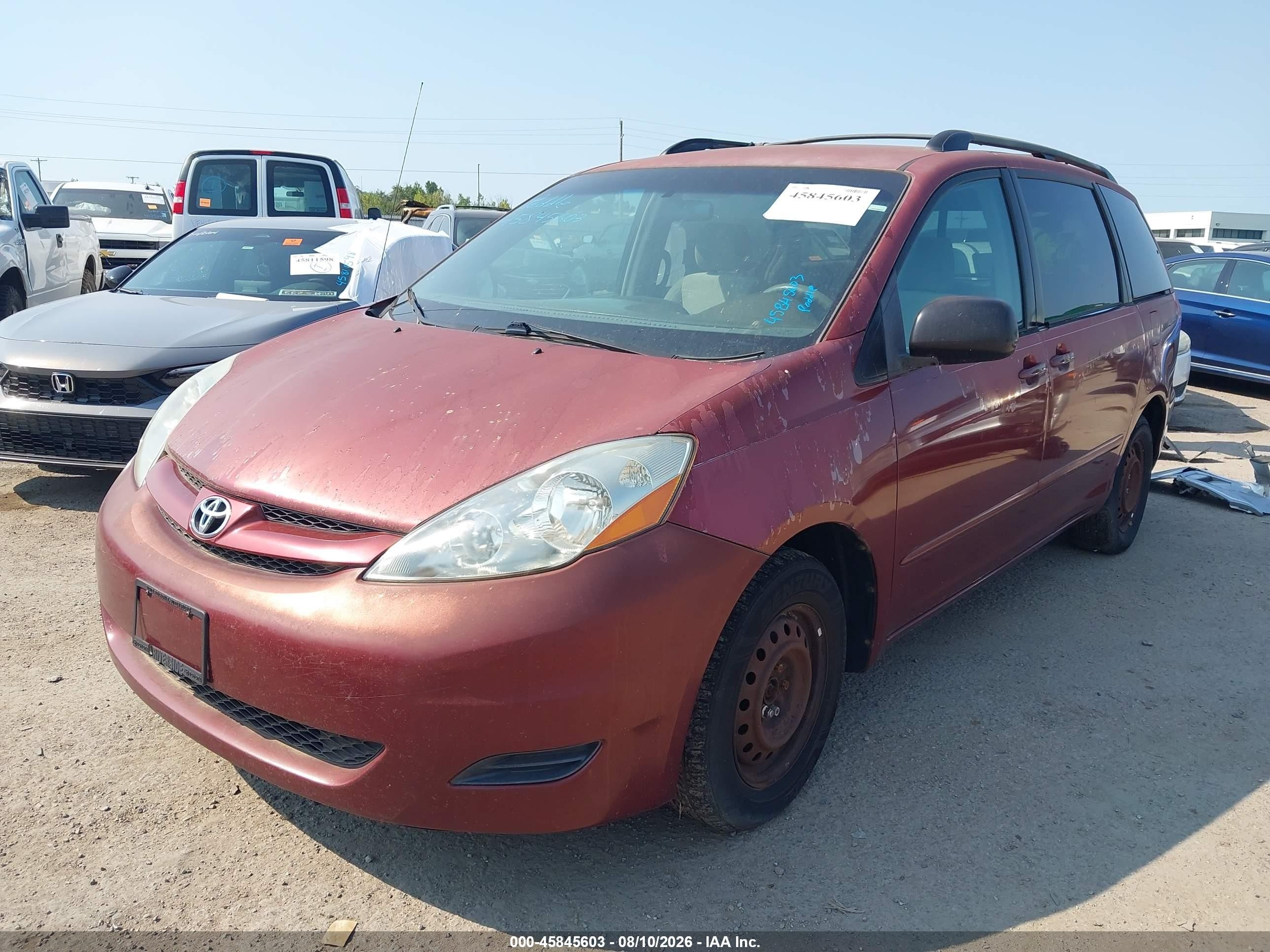 2007 Toyota Sienna Le Burgundy vin: 5TDZK23C37S014937