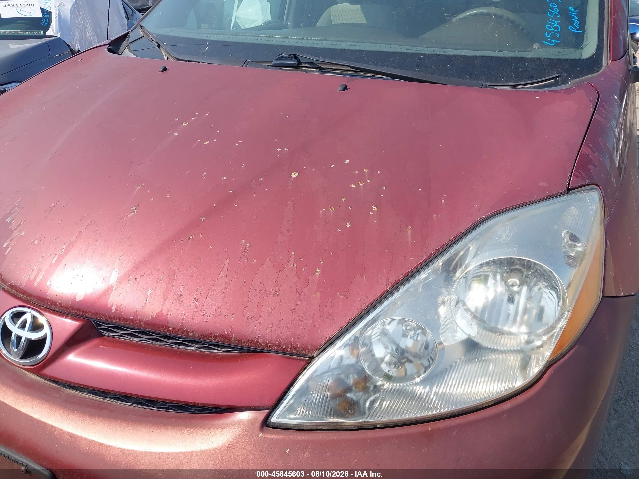 2007 Toyota Sienna Le Burgundy vin: 5TDZK23C37S014937