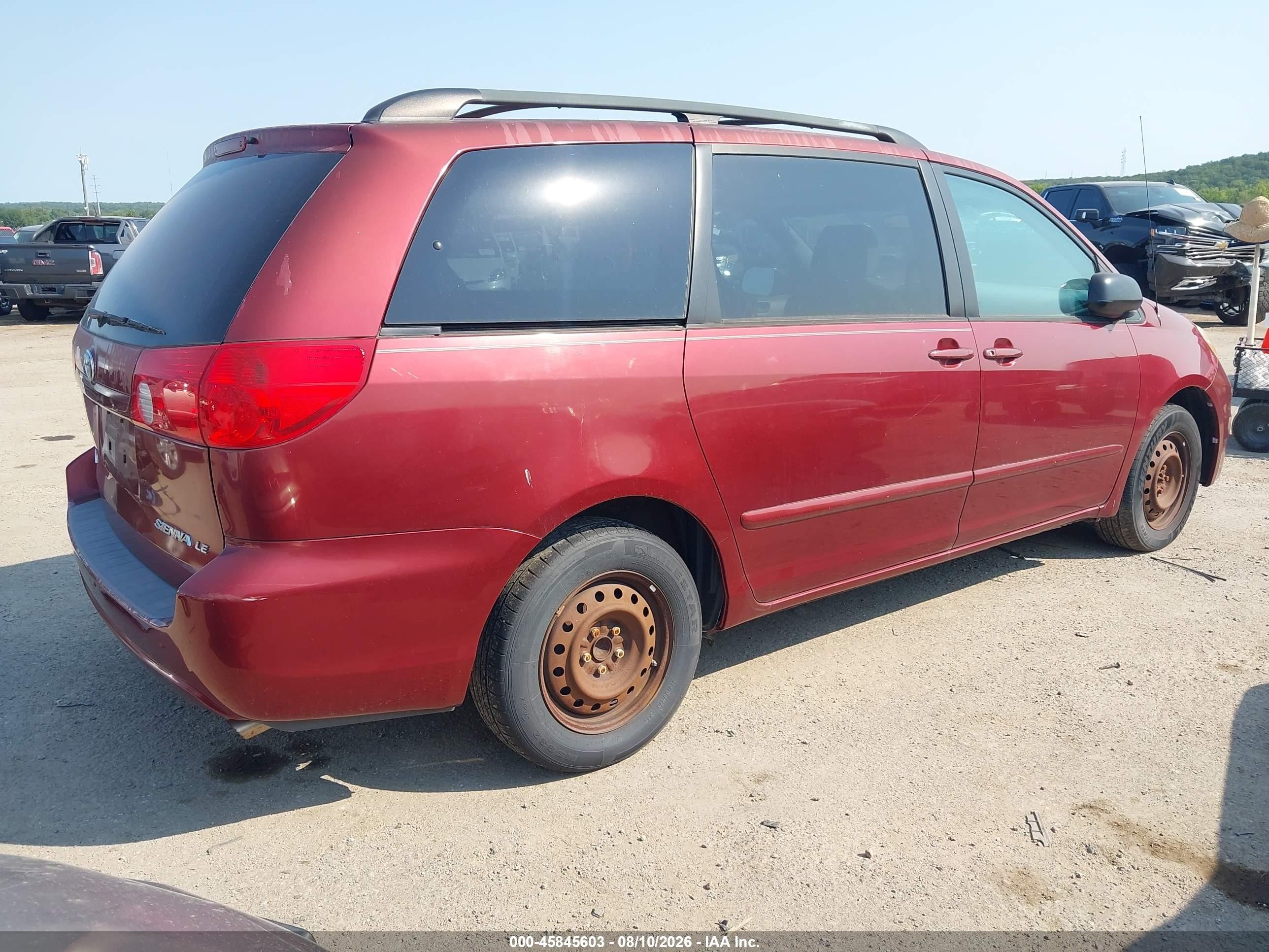 2007 Toyota Sienna Le Burgundy vin: 5TDZK23C37S014937