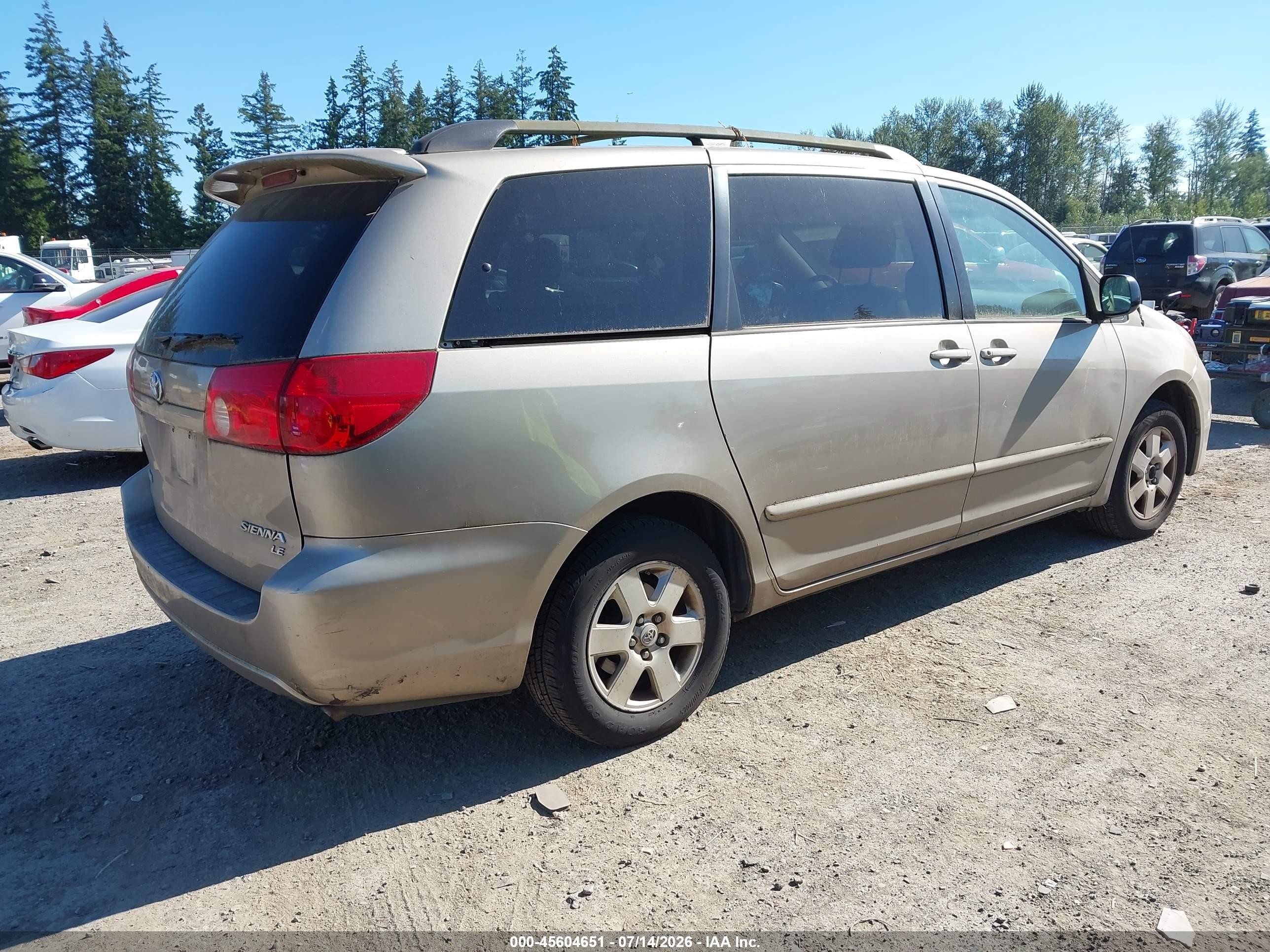 2007 Toyota Sienna Le Gold vin: 5TDZK23C37S026232