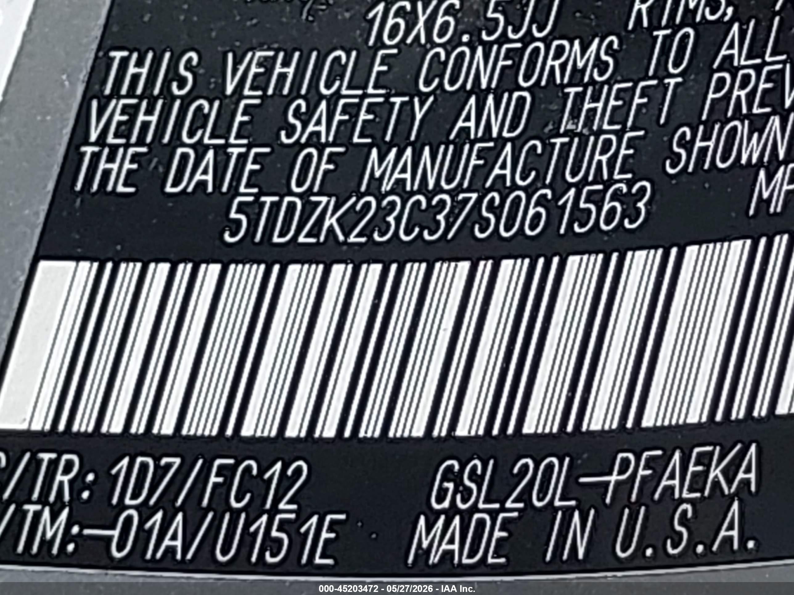 2007 Toyota Sienna Le Silver vin: 5TDZK23C37S061563