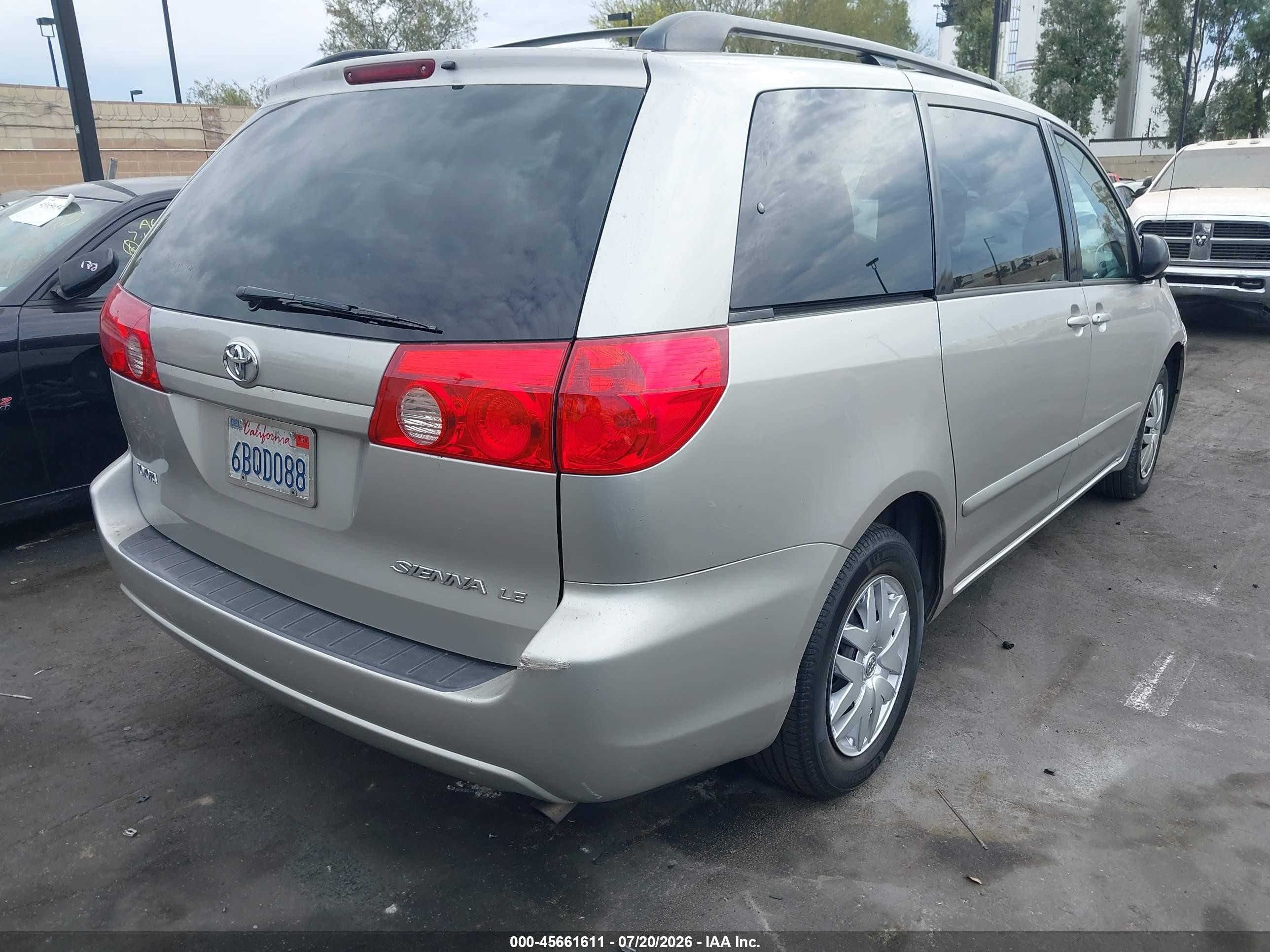 2008 Toyota Sienna Le Silver vin: 5TDZK23C38S144217