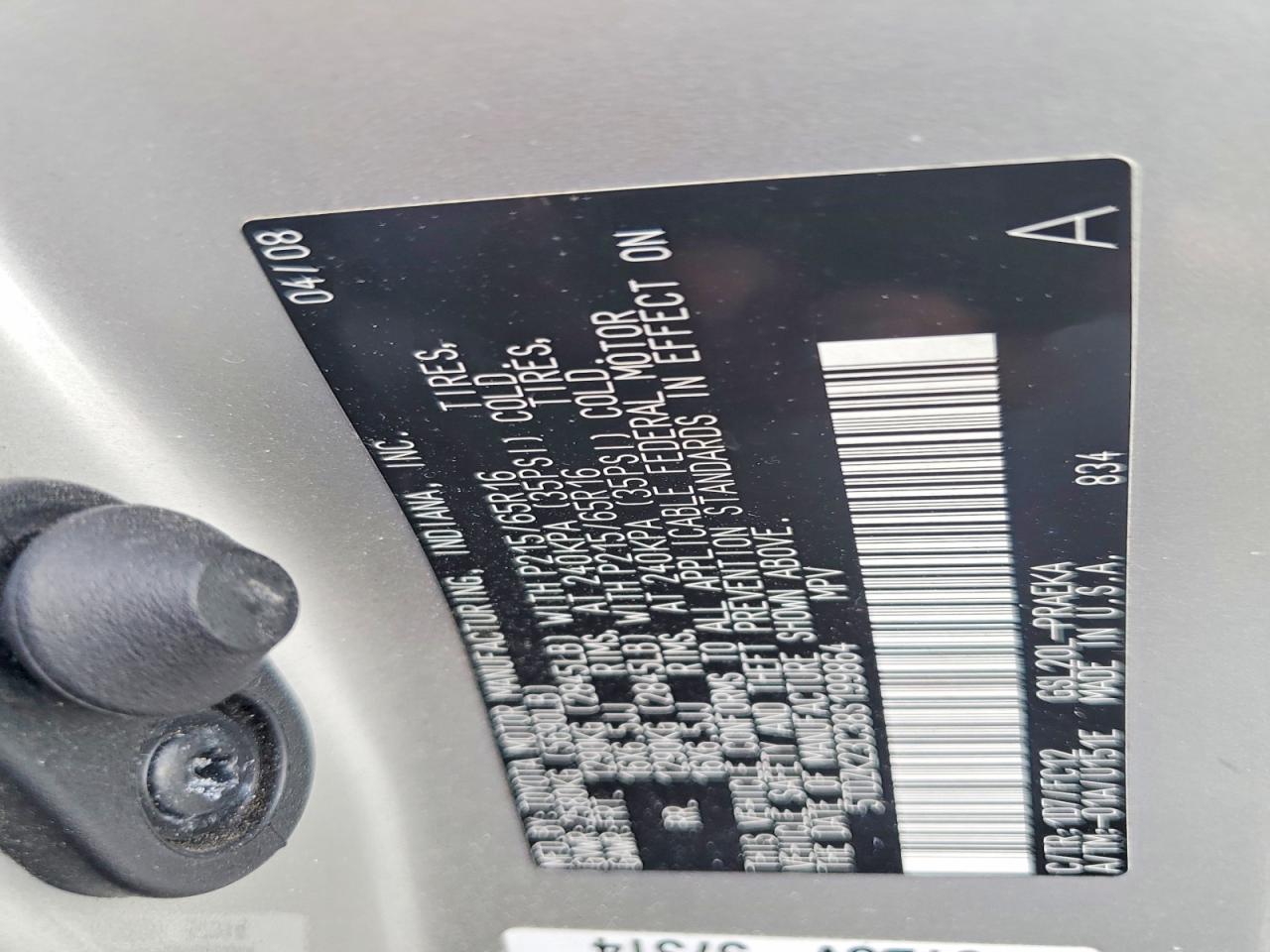 2008 Toyota Sienna Le 8-passenger Silver vin: 5TDZK23C38S199864
