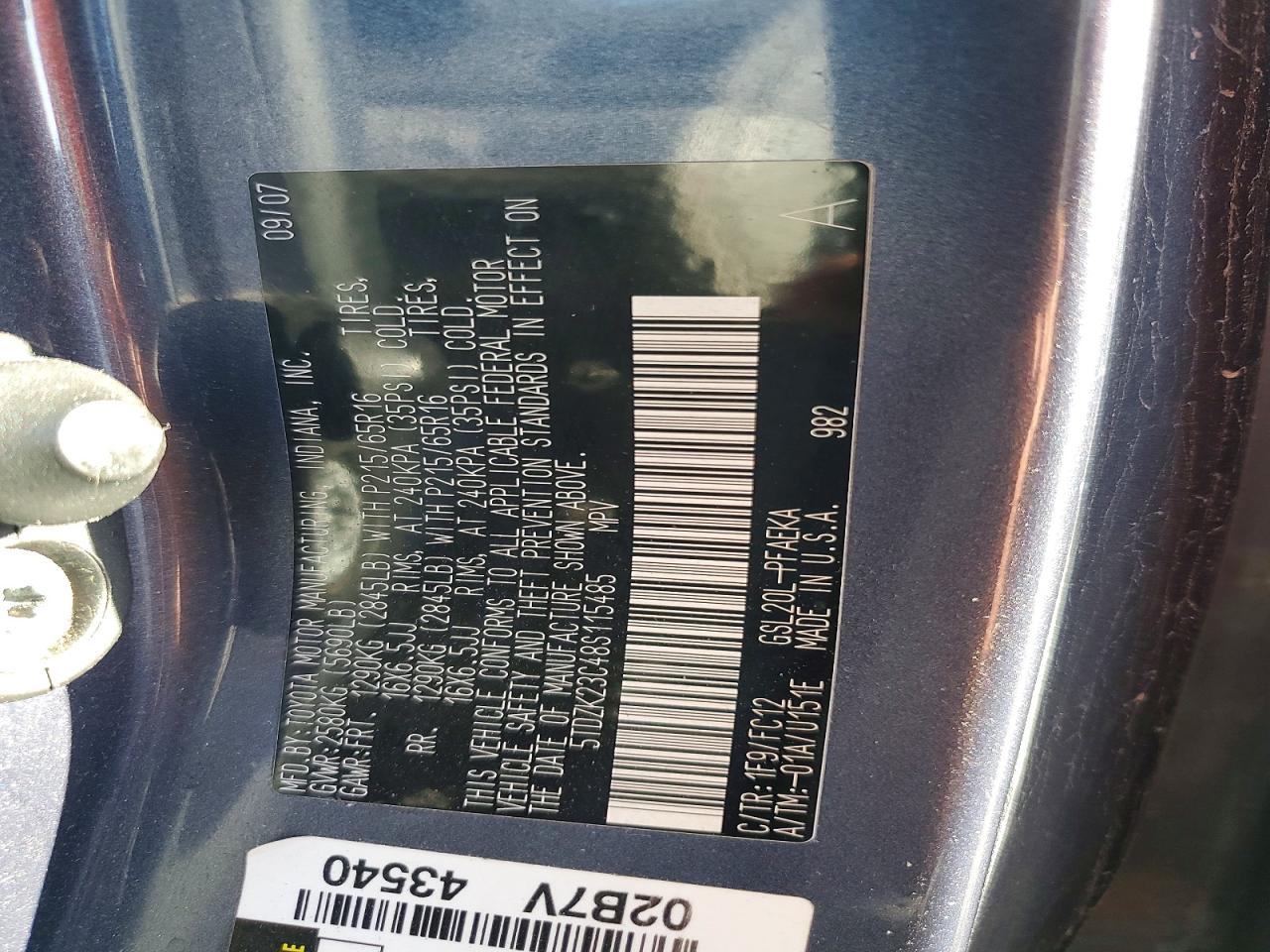 2008 Toyota Sienna Le 7-passenger Серый vin: 5TDZK23C48S115485