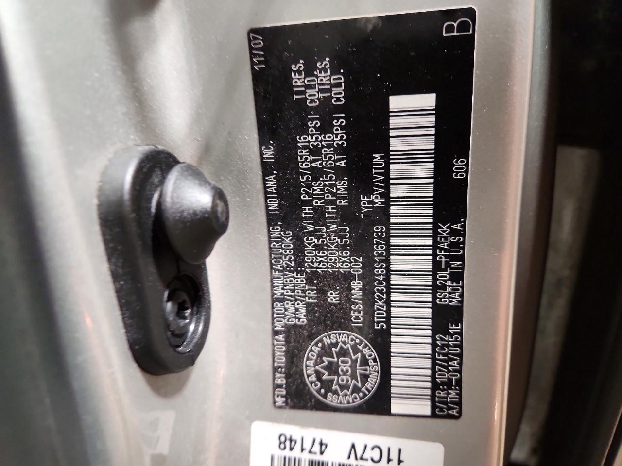 2008 Toyota Sienna Ce 7-passenger Silver vin: 5TDZK23C48S136739
