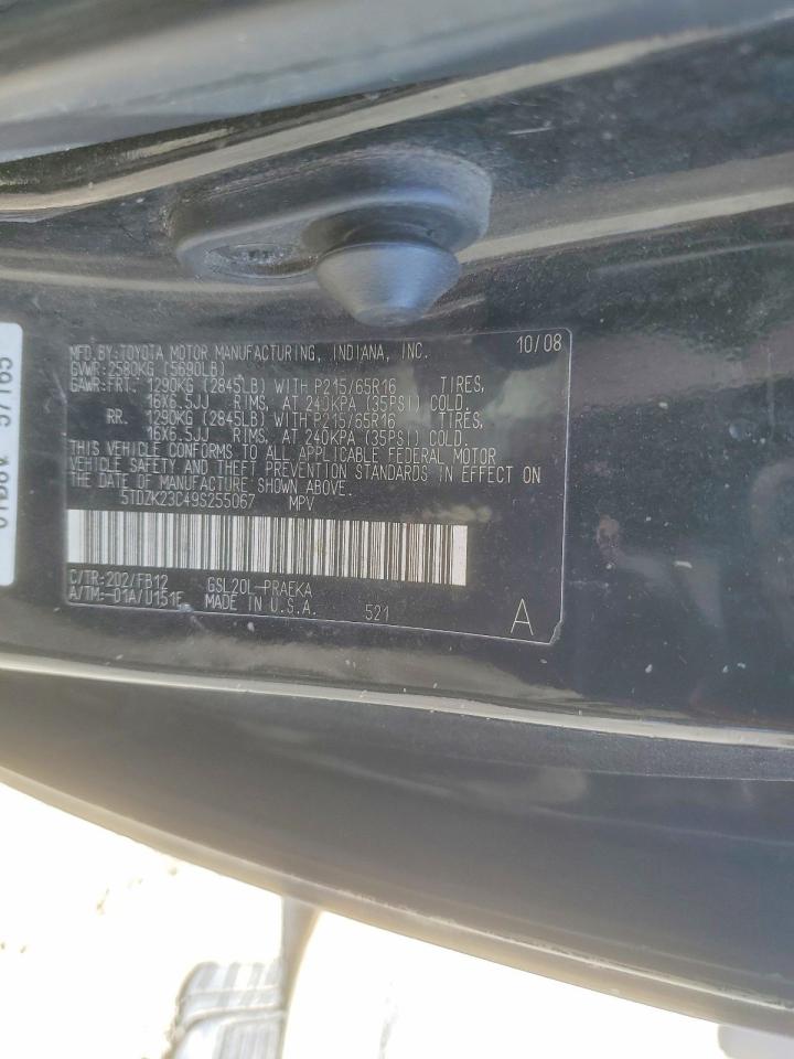 2009 Toyota Sienna Ce 8-passenger Black vin: 5TDZK23C49S255067