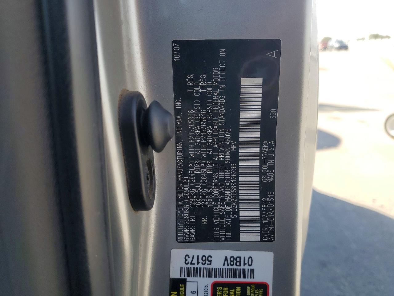 2008 Toyota Sienna Ce 8-passenger Silver vin: 5TDZK23C58S126799