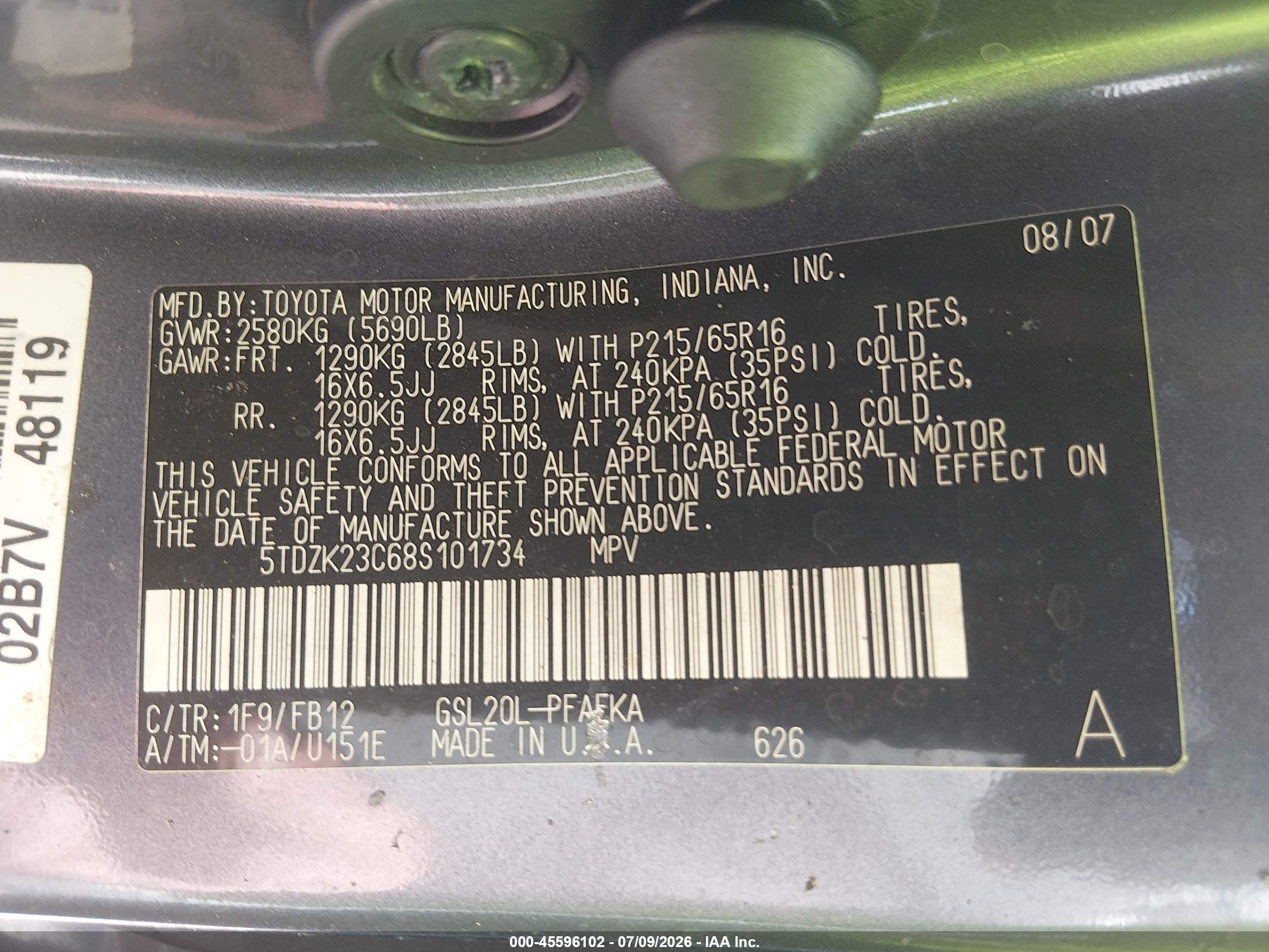 2008 Toyota Sienna Ce Gray vin: 5TDZK23C68S101734