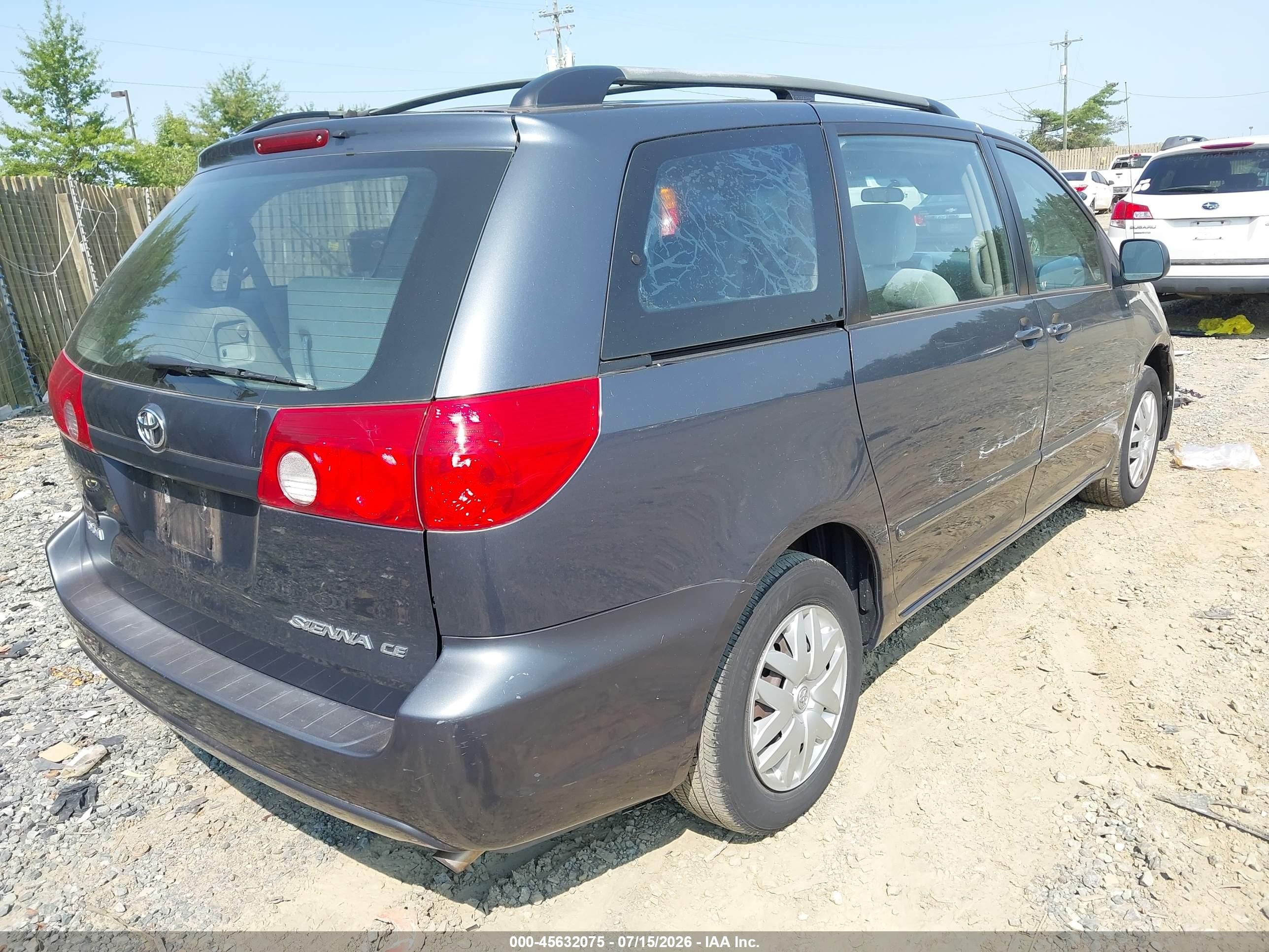 2007 Toyota Sienna Ce Gray vin: 5TDZK23C77S068211