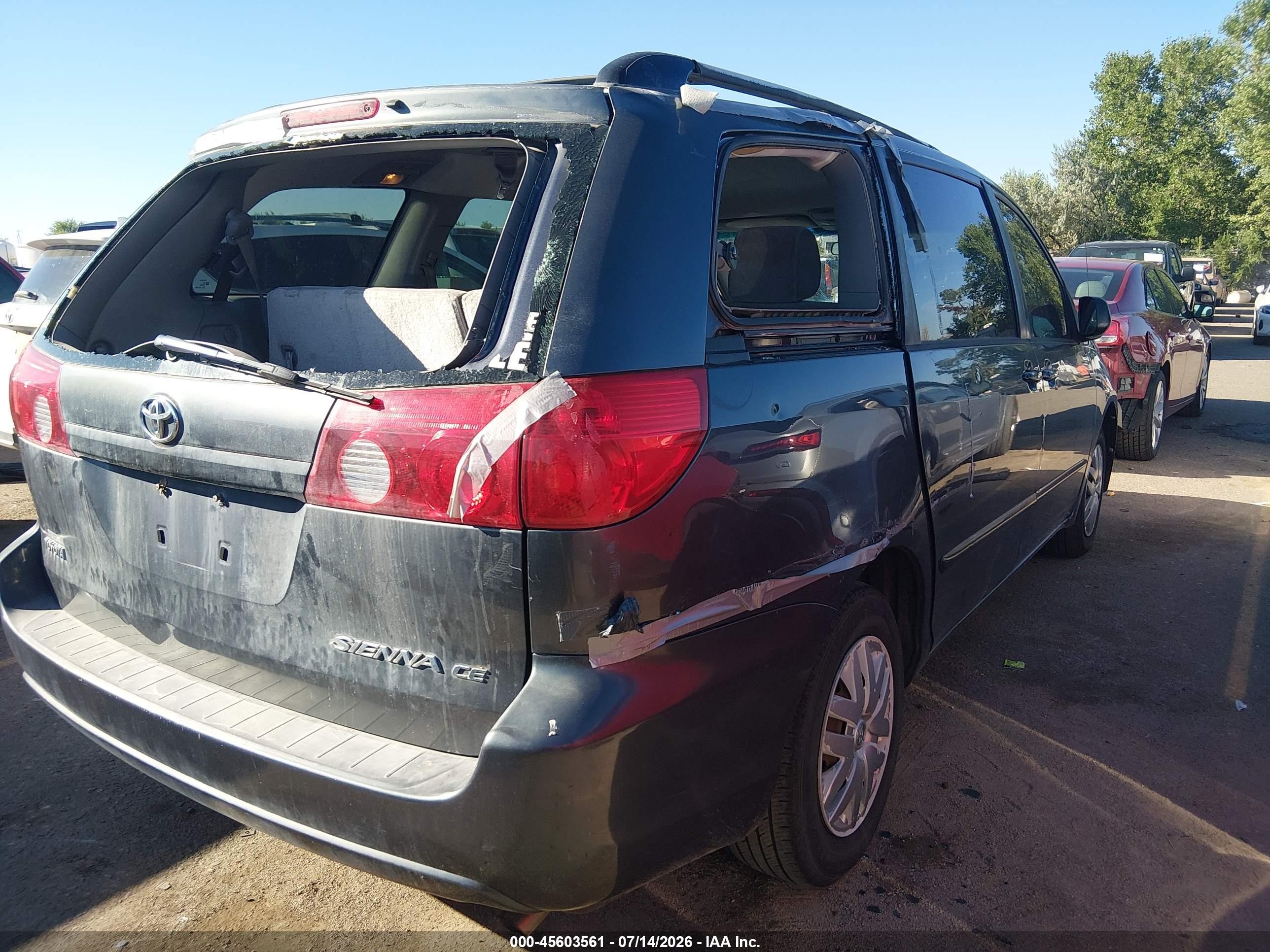 2007 Toyota Sienna Ce Gray vin: 5TDZK23C87S052809