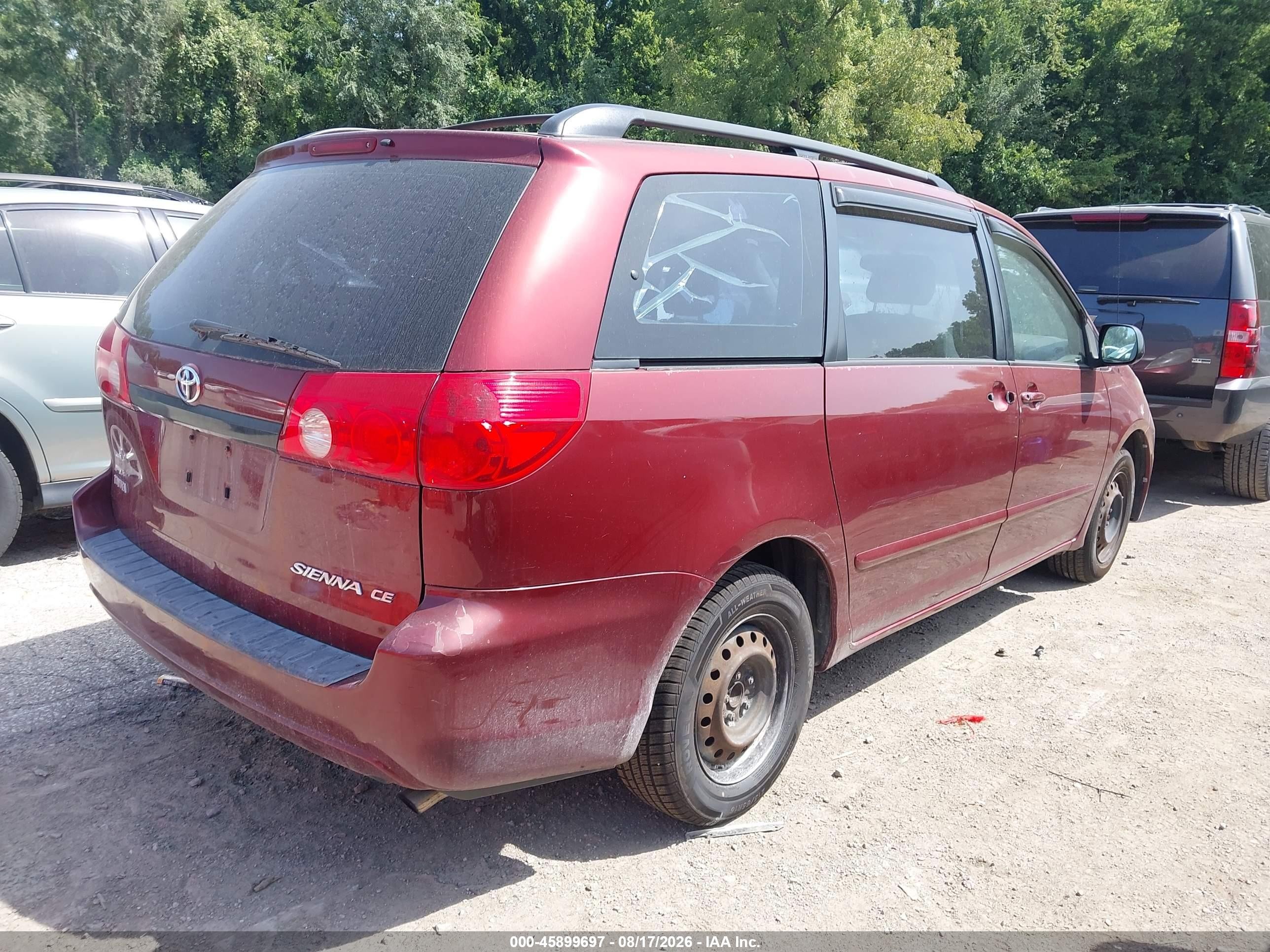 2008 Toyota Sienna Ce Burgundy vin: 5TDZK23C88S116316