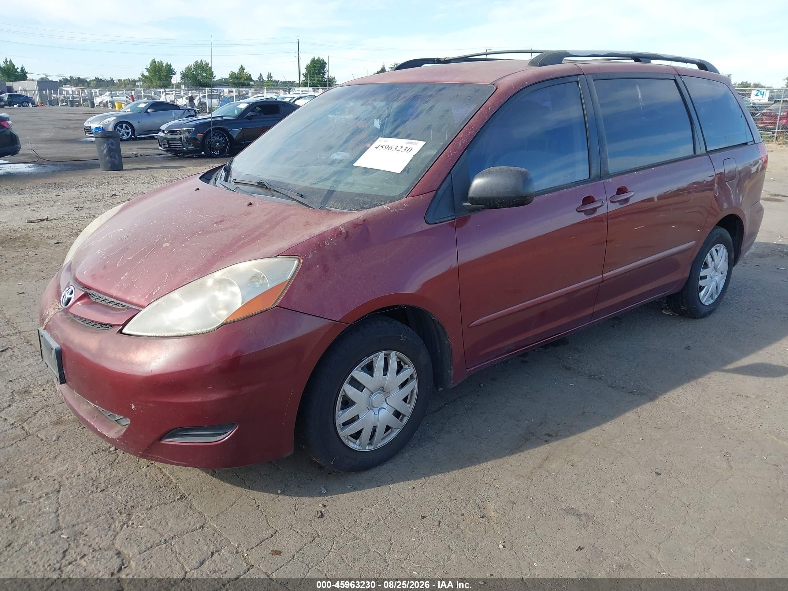 2007 Toyota Sienna Ce Burgundy vin: 5TDZK23C97S010374