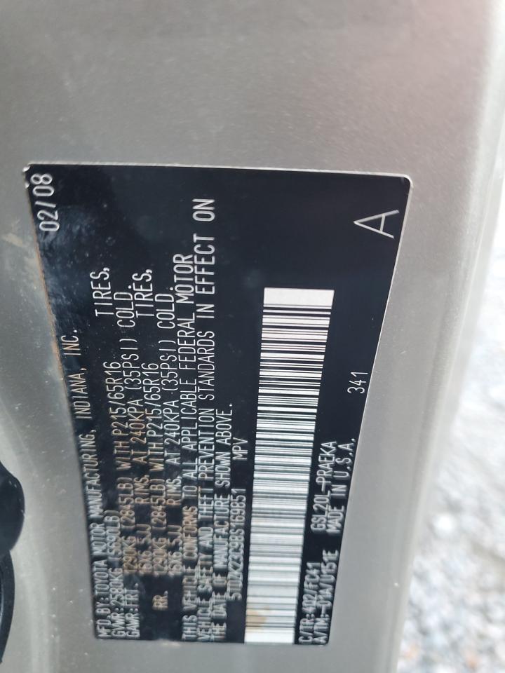 2008 Toyota Sienna Ce Gray vin: 5TDZK23C98S169851