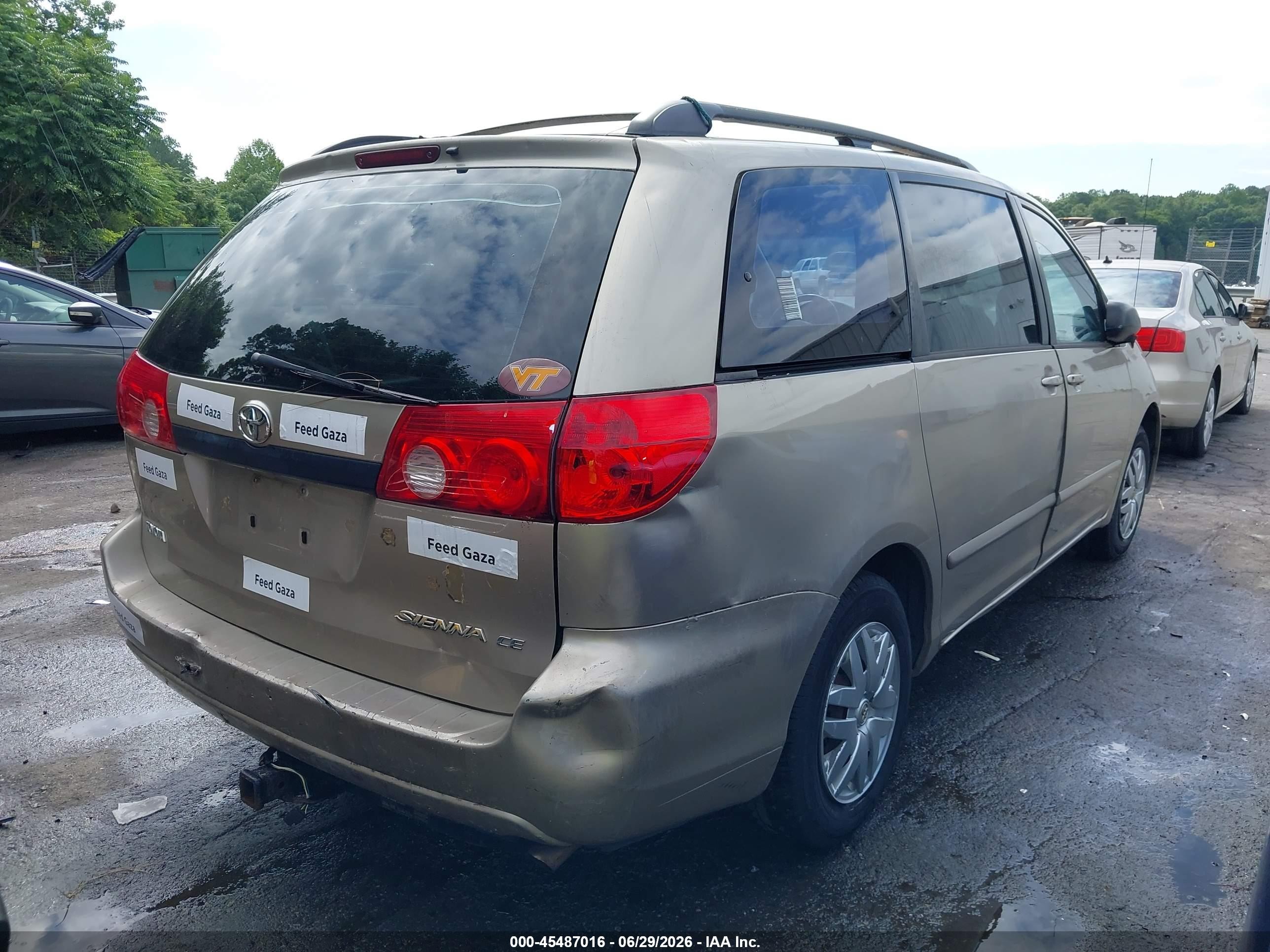 2007 Toyota Sienna Ce Gold vin: 5TDZK23CX7S001599