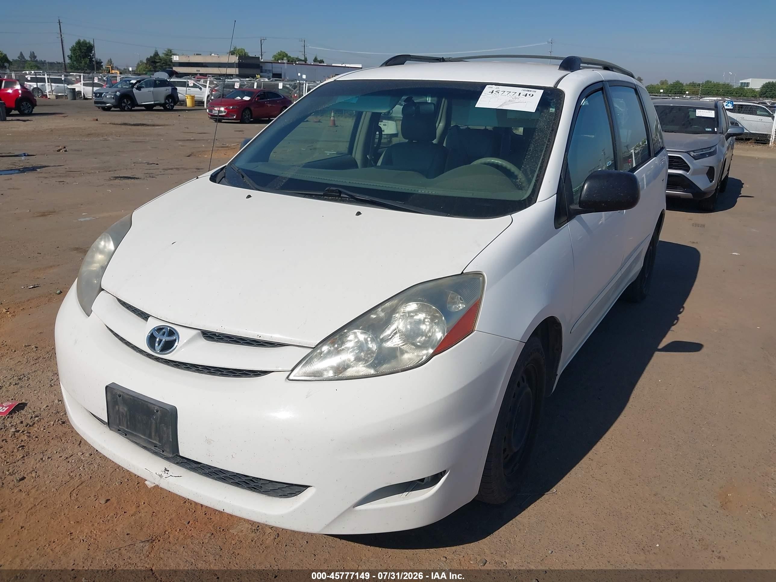 2007 Toyota Sienna Ce White vin: 5TDZK23CX7S091241