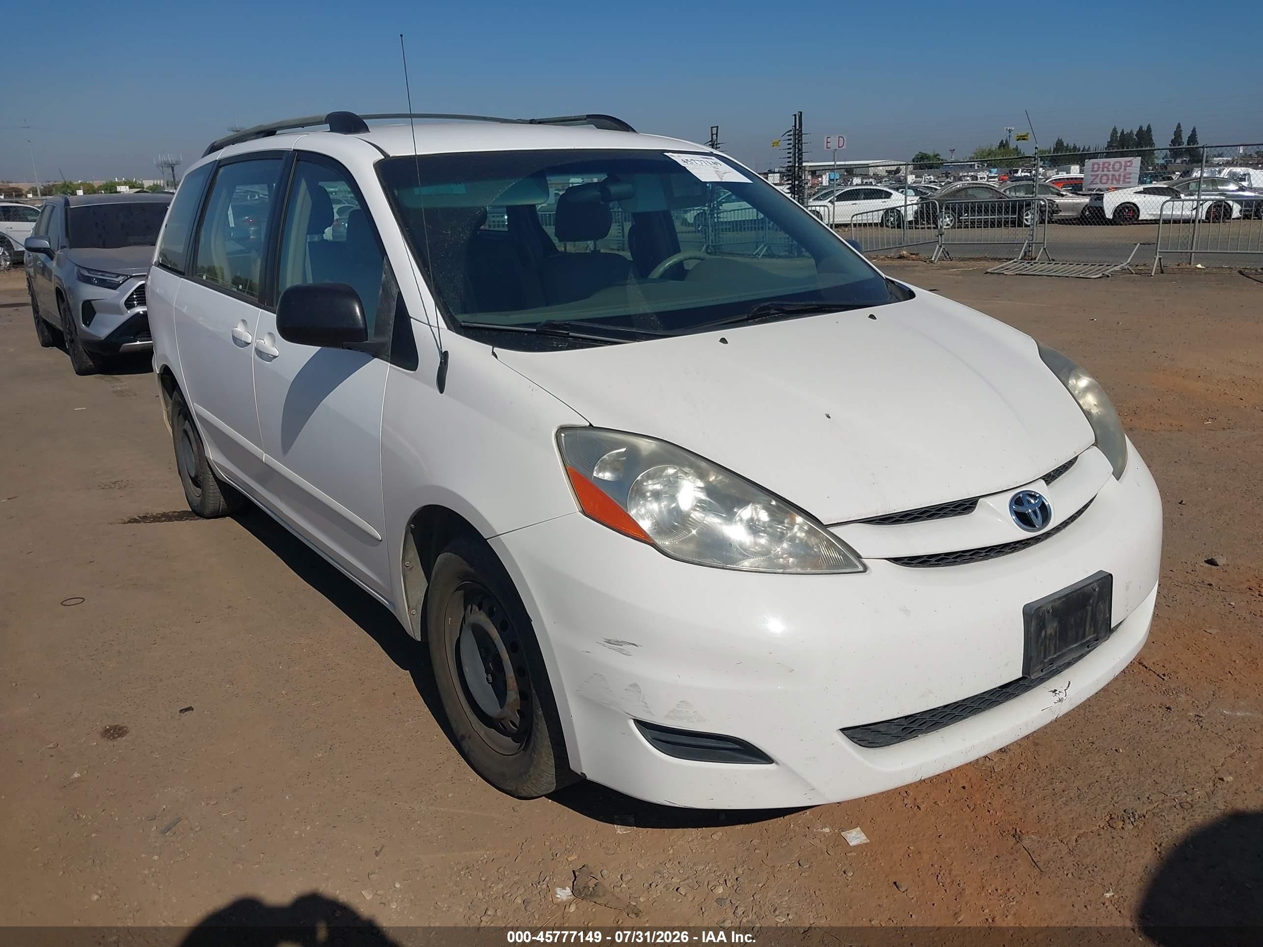 2007 Toyota Sienna Ce White vin: 5TDZK23CX7S091241