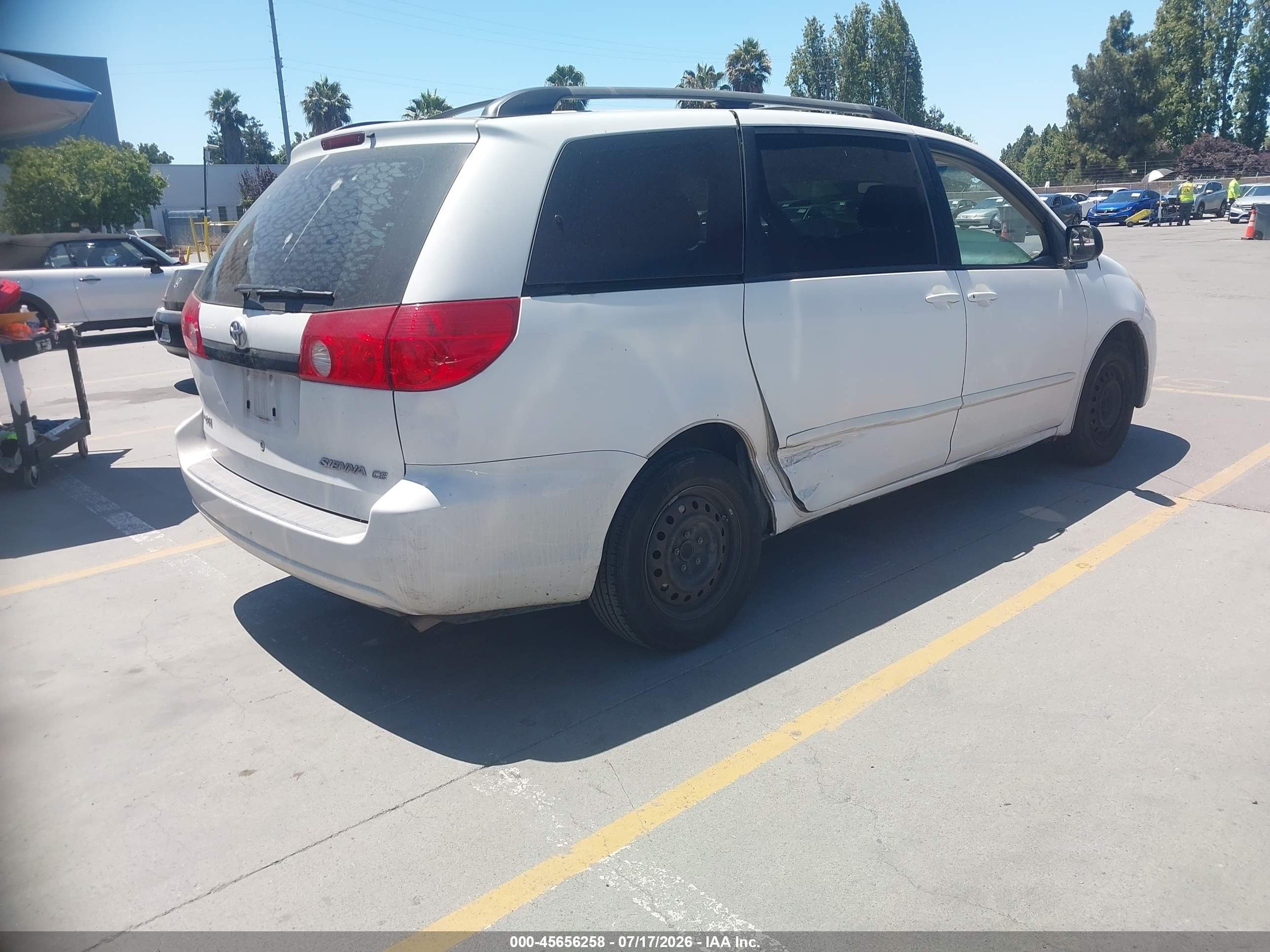 2008 Toyota Sienna Ce White vin: 5TDZK23CX8S212979