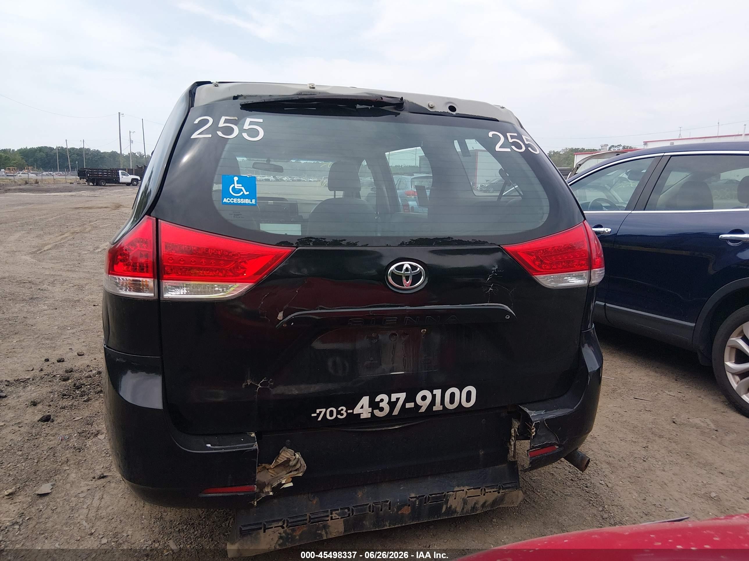 2012 Toyota Sienna Base V6 7 Passenger Black vin: 5TDZK3DC0CS273643