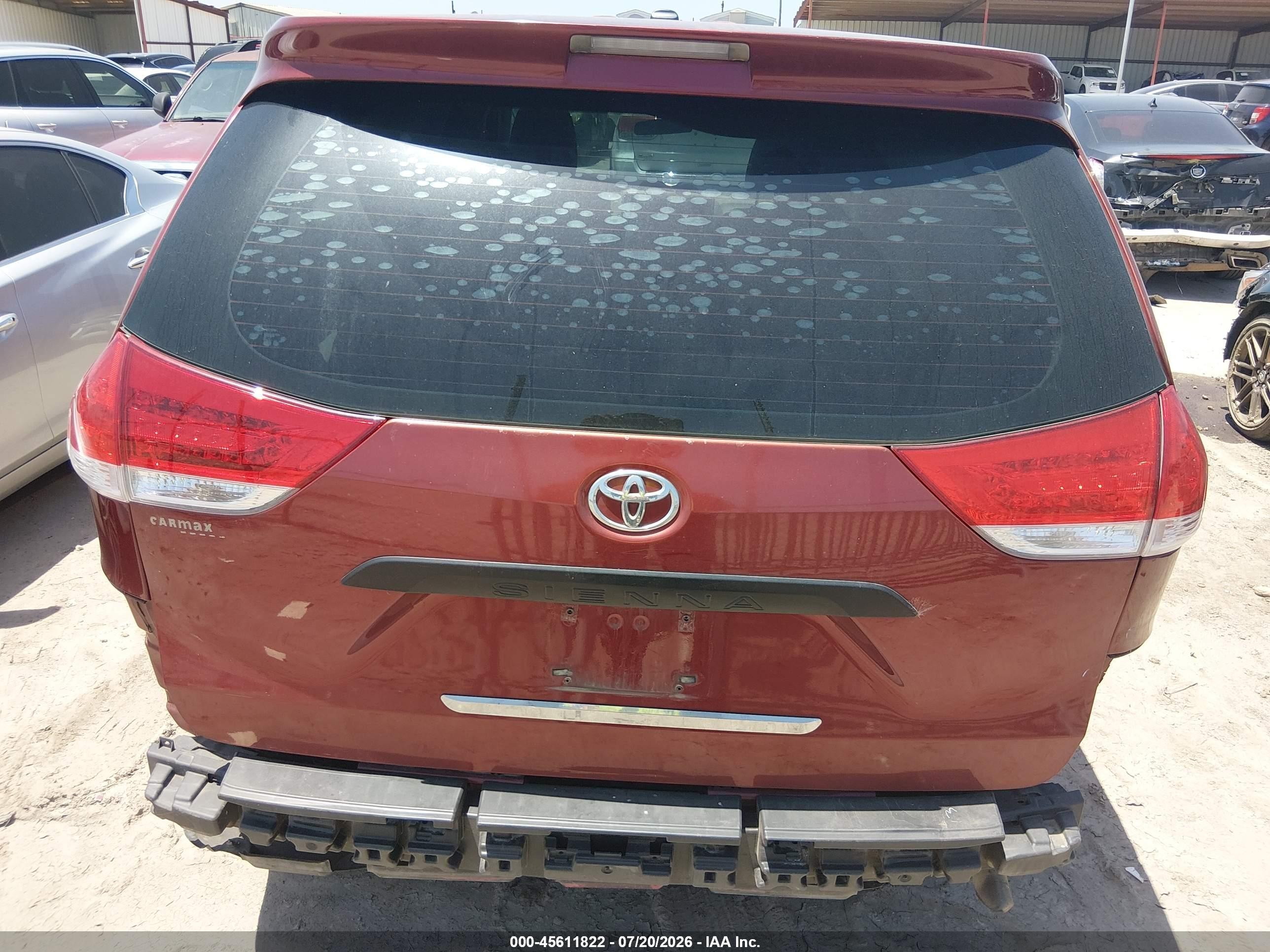2013 Toyota Sienna L V6 7 Passenger Burgundy vin: 5TDZK3DC0DS280271
