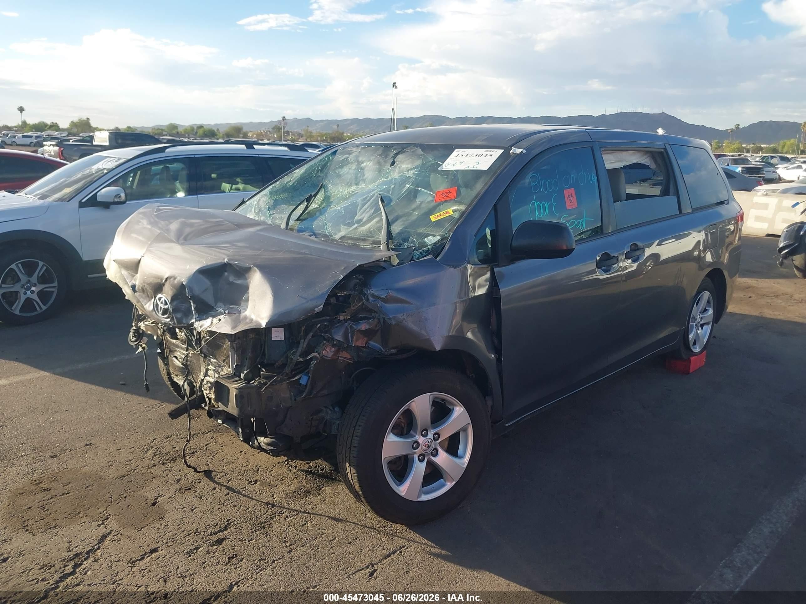 2014 Toyota Sienna L V6 7 Passenger Gray vin: 5TDZK3DC1ES488953