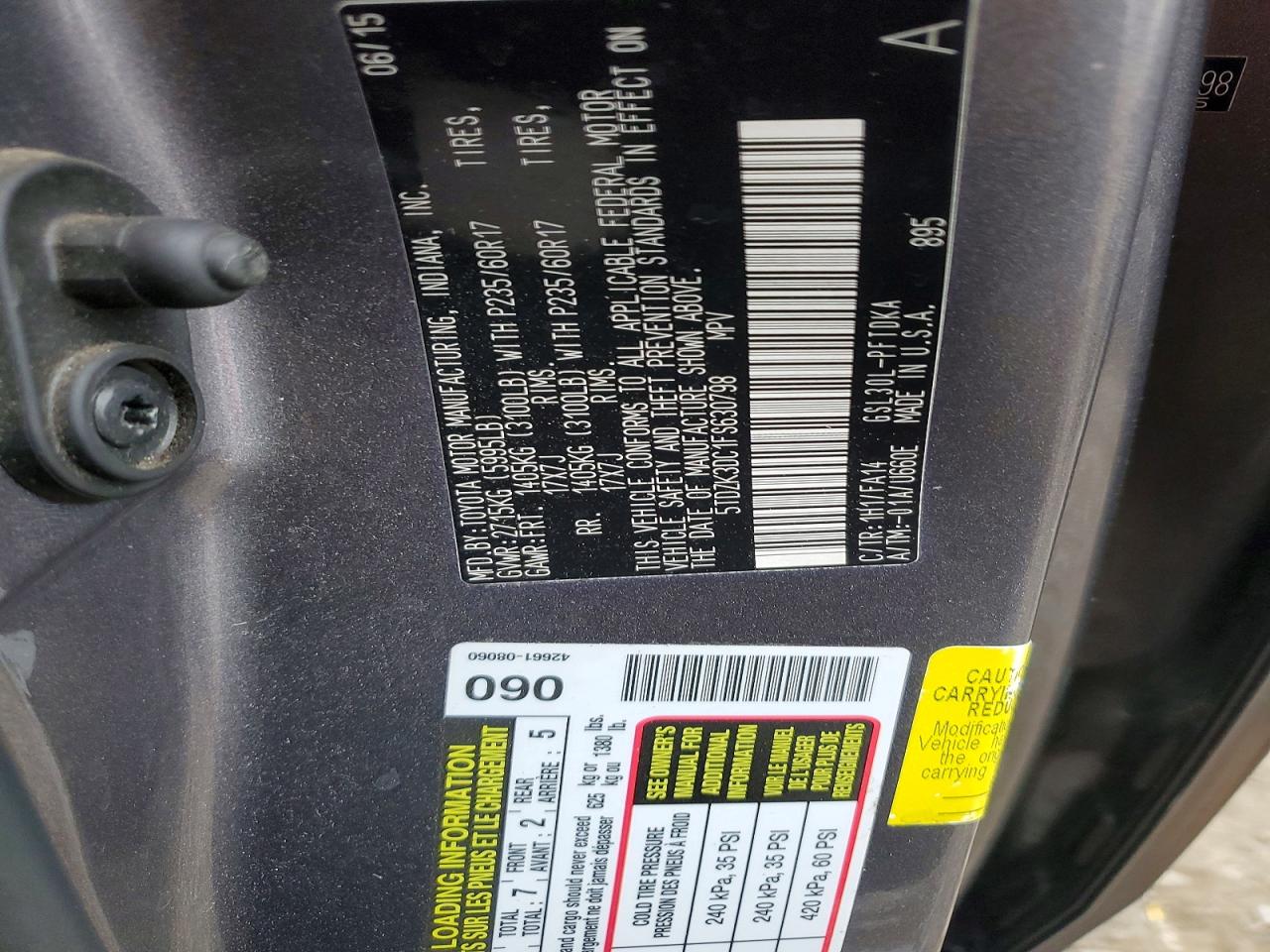 2015 Toyota Sienna L 7-passenger Silver vin: 5TDZK3DC1FS630798