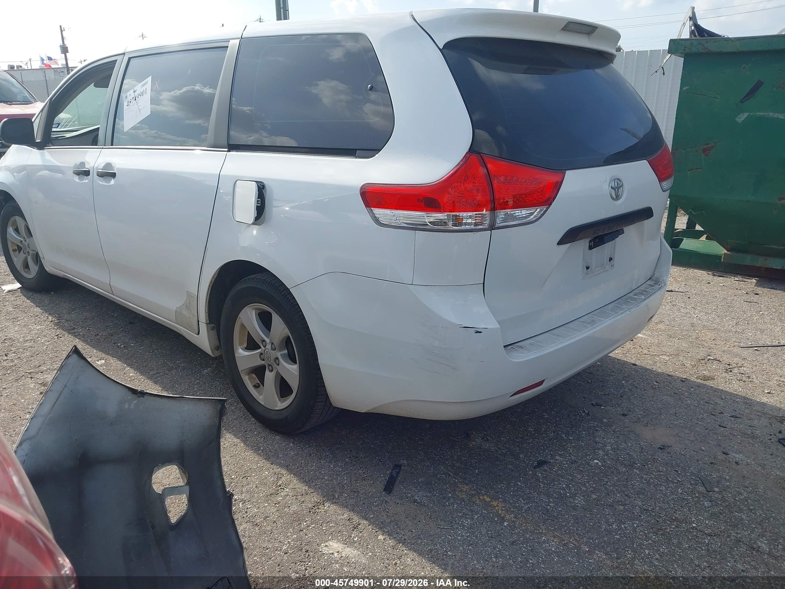 2014 Toyota Sienna L V6 7 Passenger Белый vin: 5TDZK3DC8ES505344