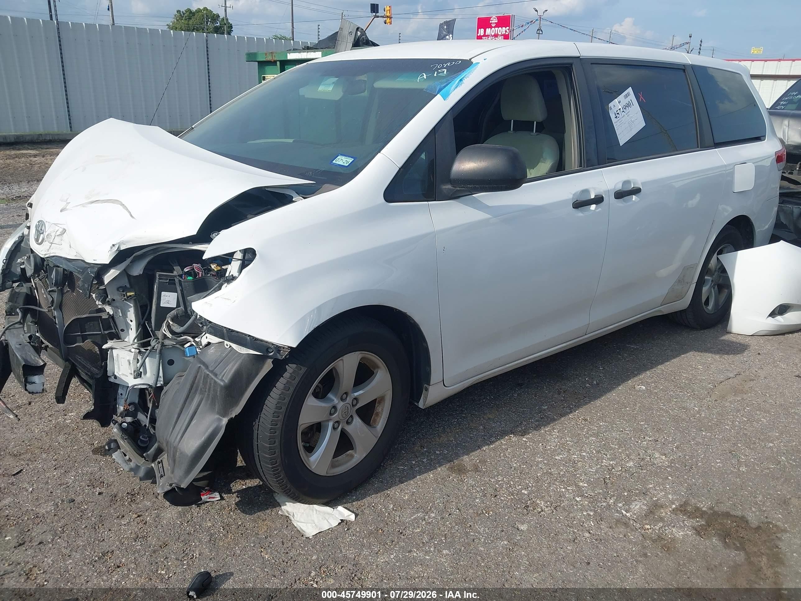 2014 Toyota Sienna L V6 7 Passenger Белый vin: 5TDZK3DC8ES505344