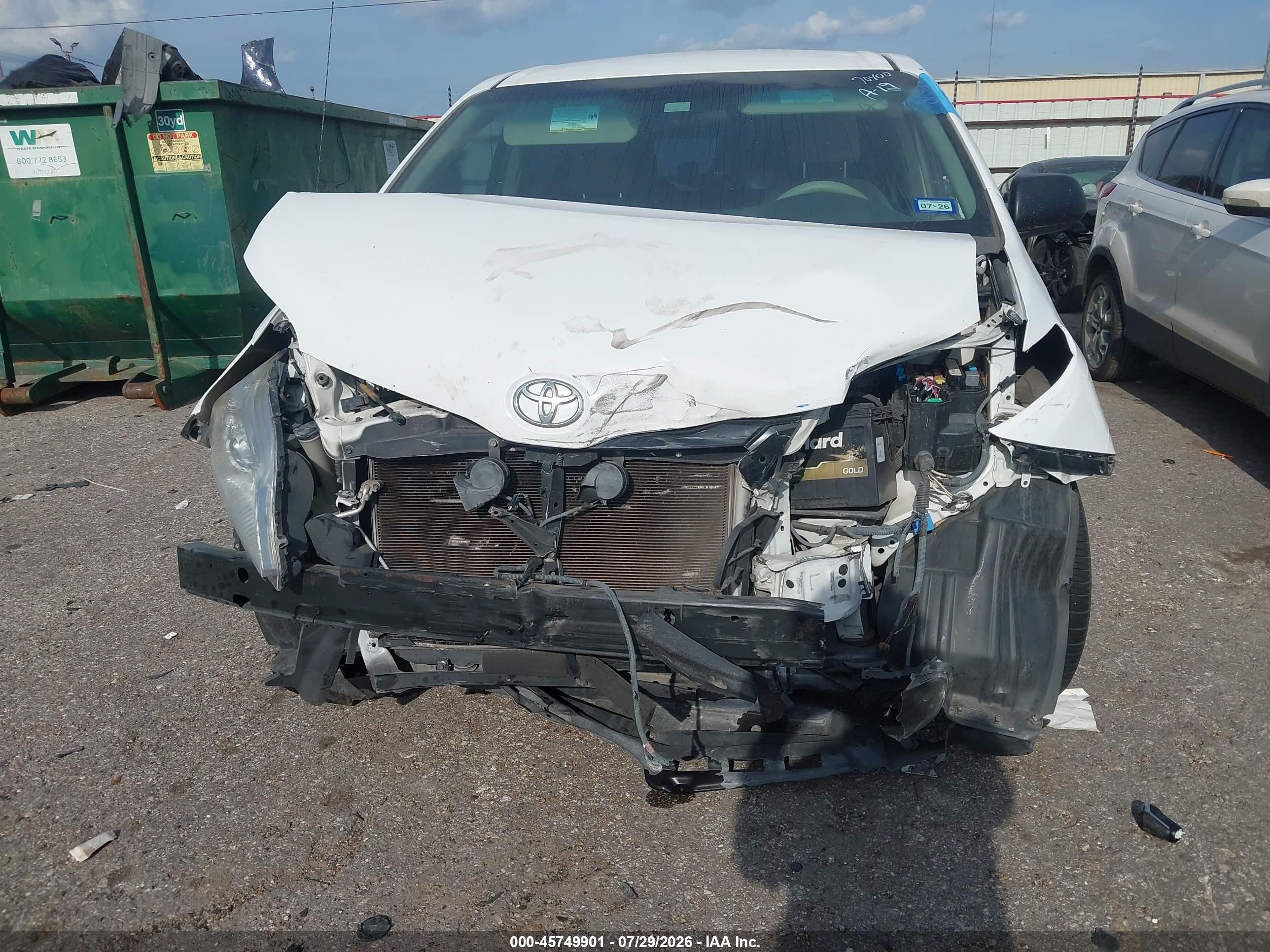 2014 Toyota Sienna L V6 7 Passenger Белый vin: 5TDZK3DC8ES505344