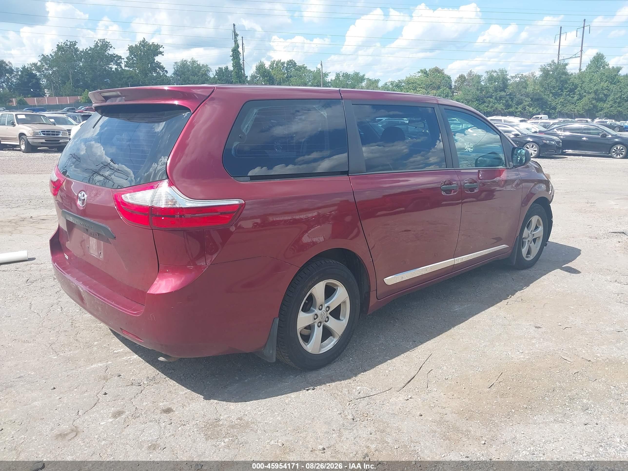 2015 Toyota Sienna L 7 Passenger Бордовый vin: 5TDZK3DC8FS633634