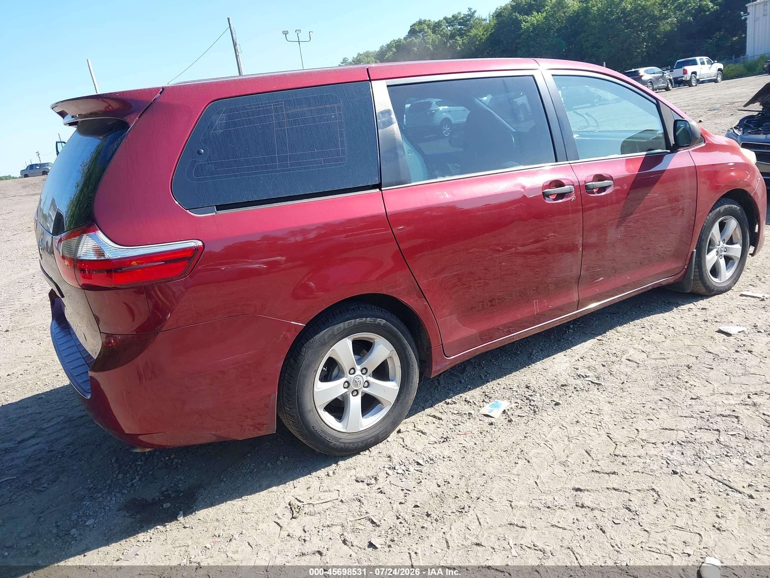 2015 Toyota Sienna L 7 Passenger Maroon vin: 5TDZK3DC9FS648403