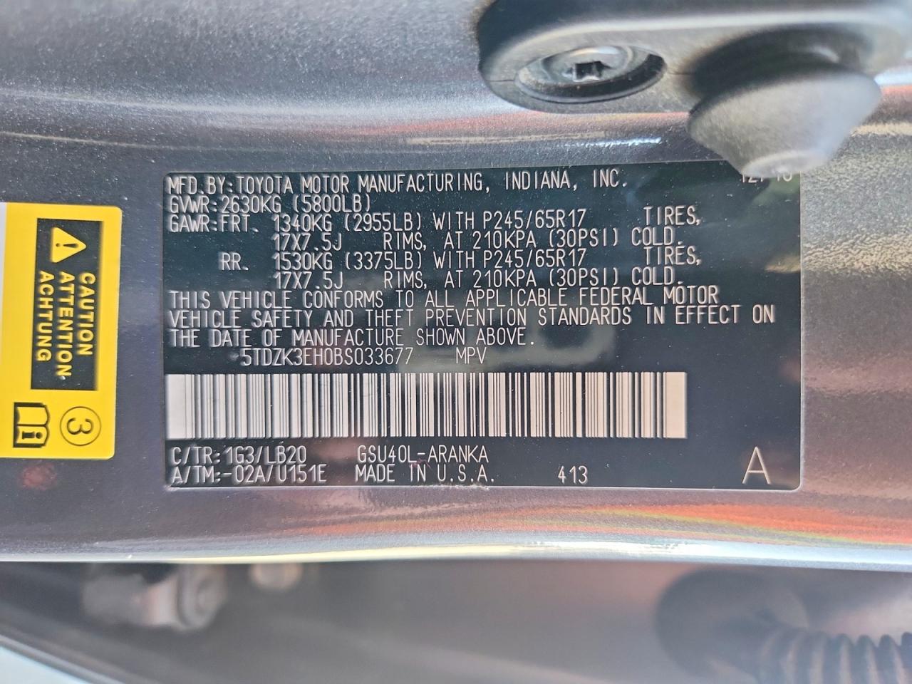 2011 Toyota Highlander Se Угольный vin: 5TDZK3EH0BS033677