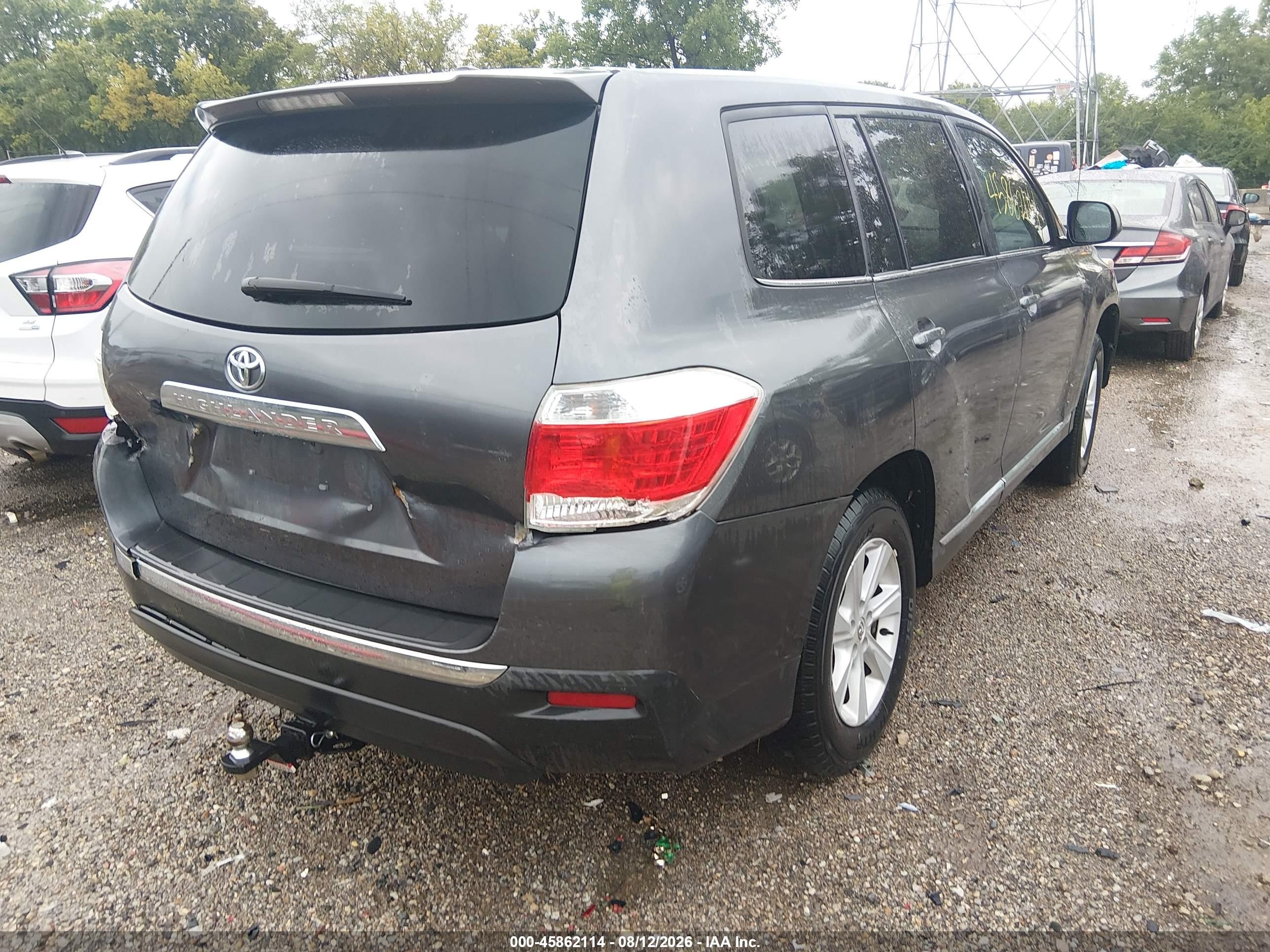 2012 Toyota Highlander Base V6 Gray vin: 5TDZK3EH0CS068382